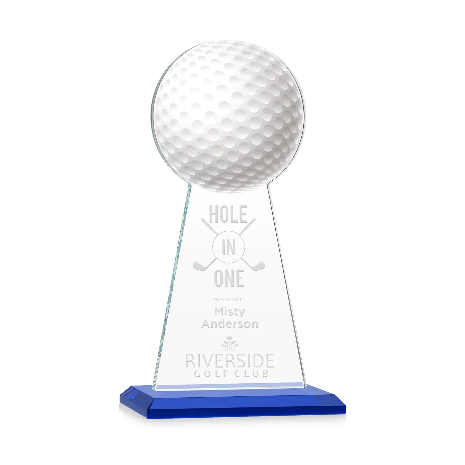 Personalized Starfire Crystal Award With Golf Ball-Shaped Peak for graduation ceremonies