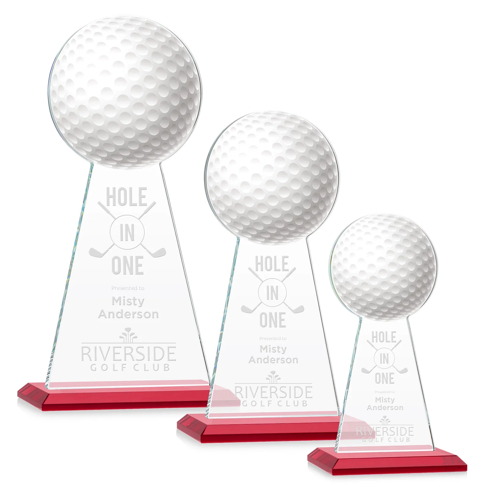 Personalized Starfire Crystal Award With Golf Ball-Shaped Peak for volunteer appreciation