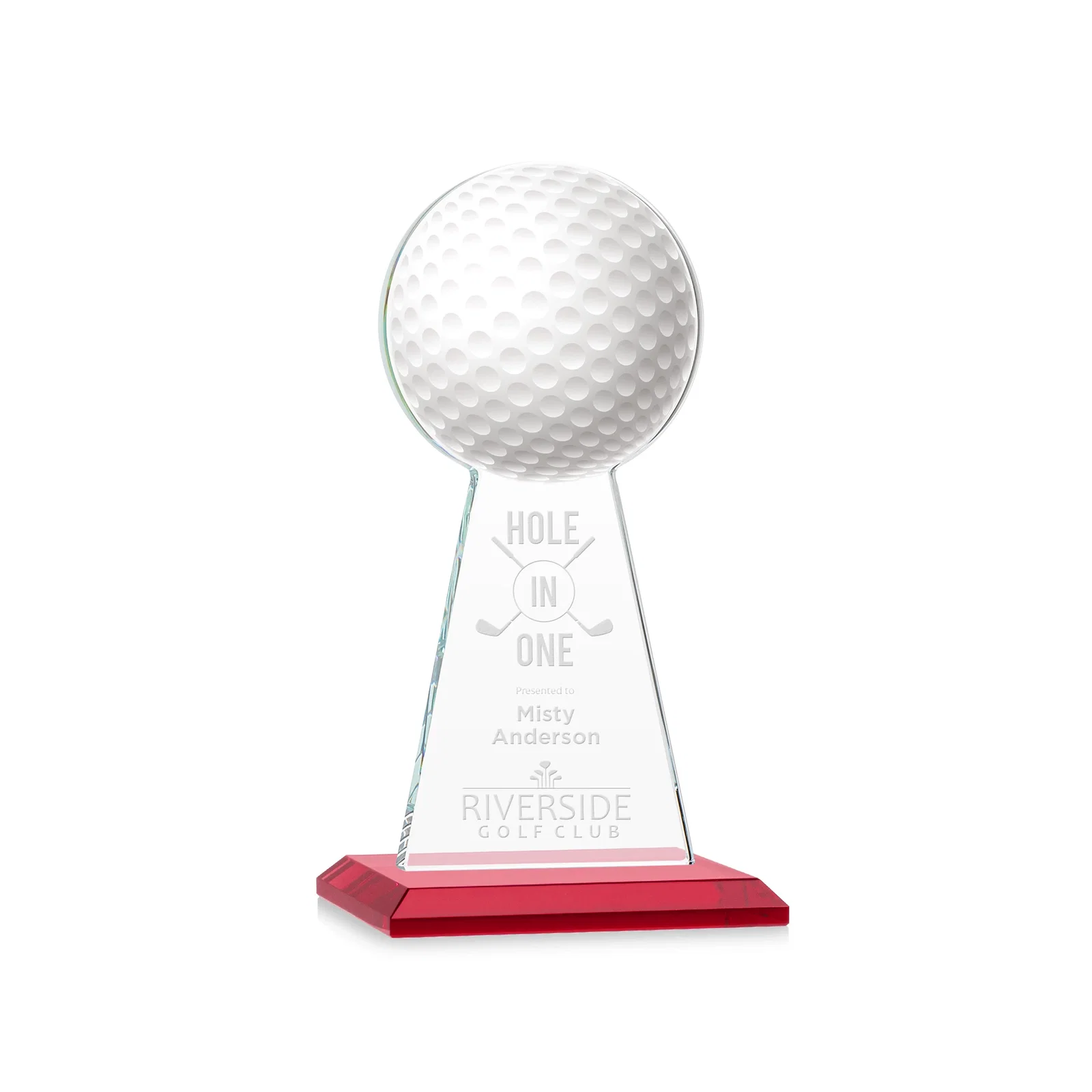 Personalized Starfire Crystal Award With Golf Ball-Shaped Peak for dealer and partner awards