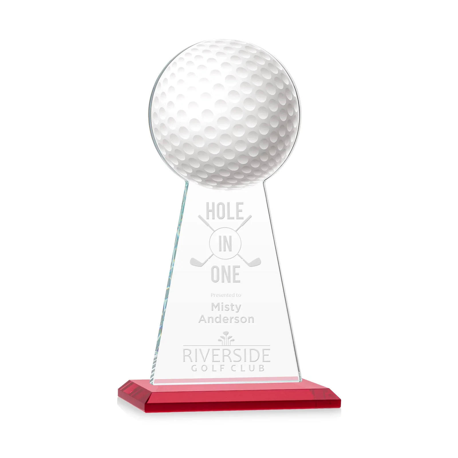 Personalized Starfire Crystal Award With Golf Ball-Shaped Peak for company anniversary events