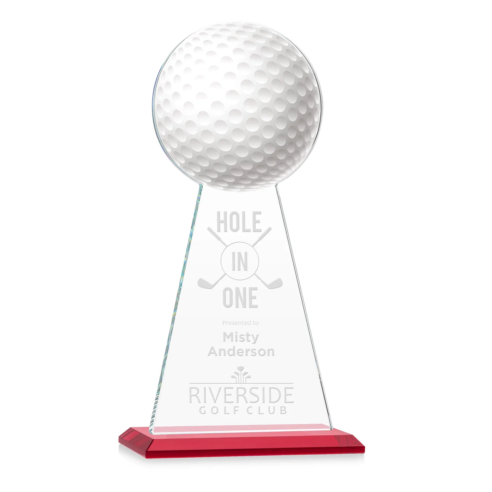 Promotional Starfire Crystal Award With Golf Ball-Shaped Peak for employee recognition
