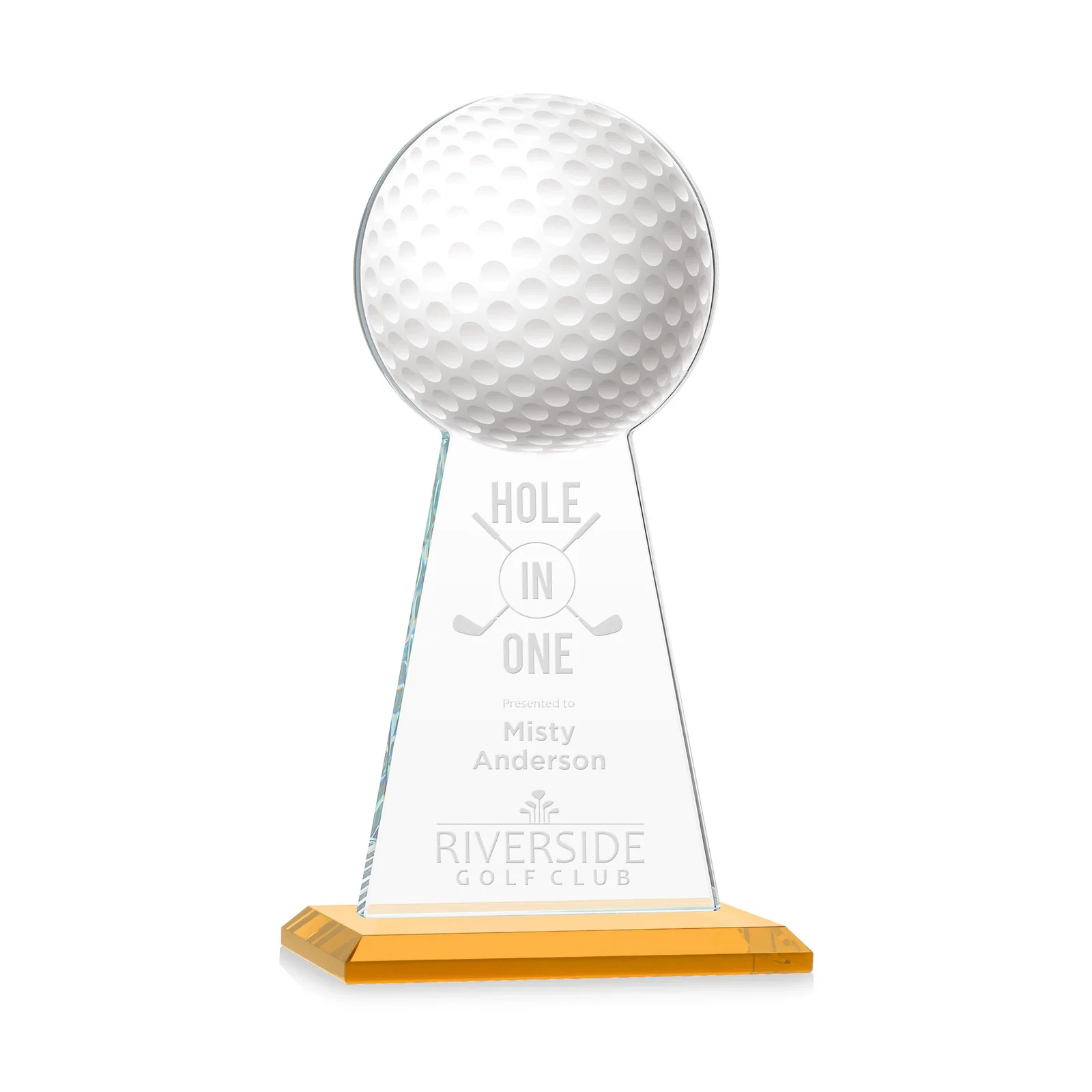 Custom Starfire Crystal Award With Golf Ball-Shaped Peak for service anniversary gifts