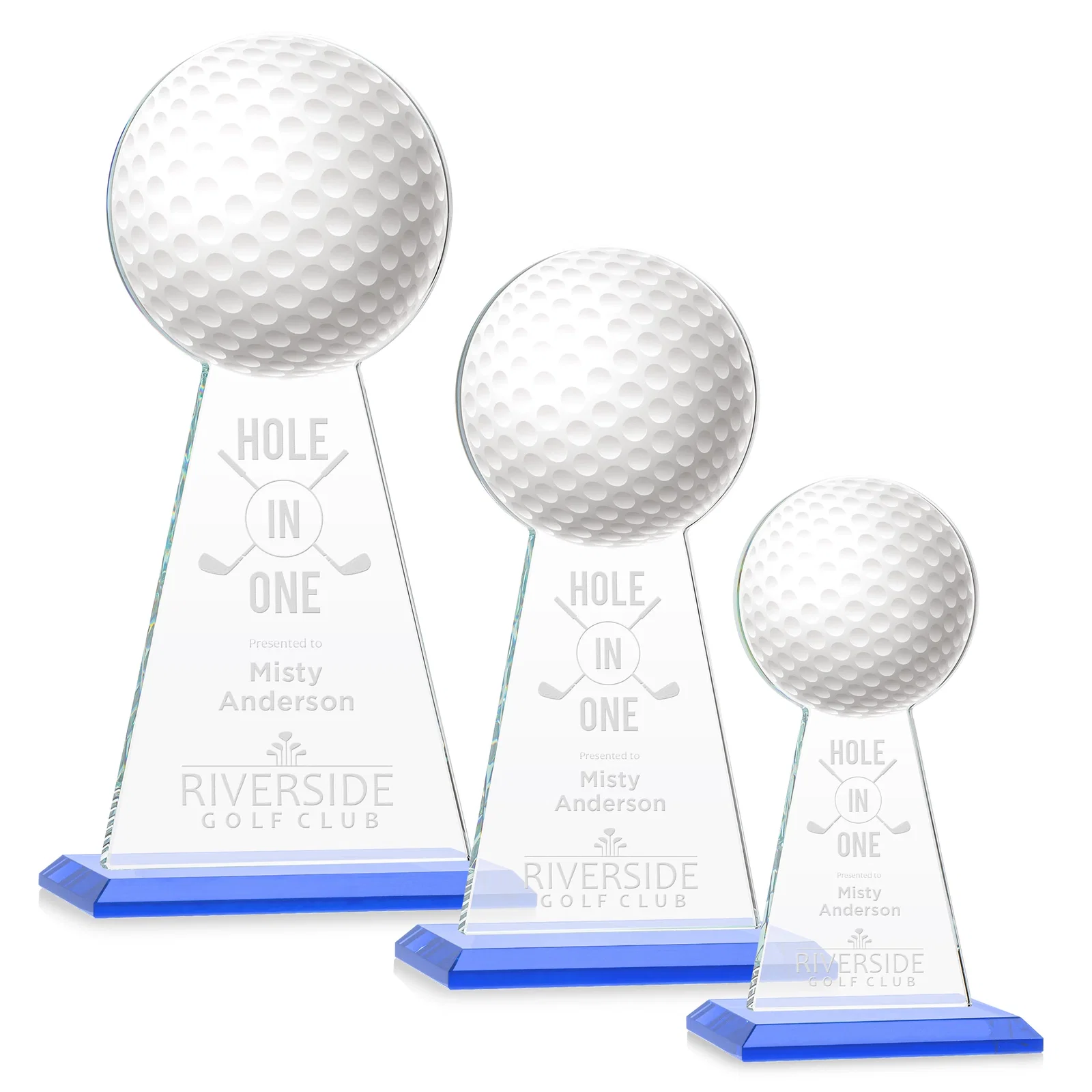 Promotional Starfire Crystal Award With Golf Ball-Shaped Peak for corporate award ceremonies