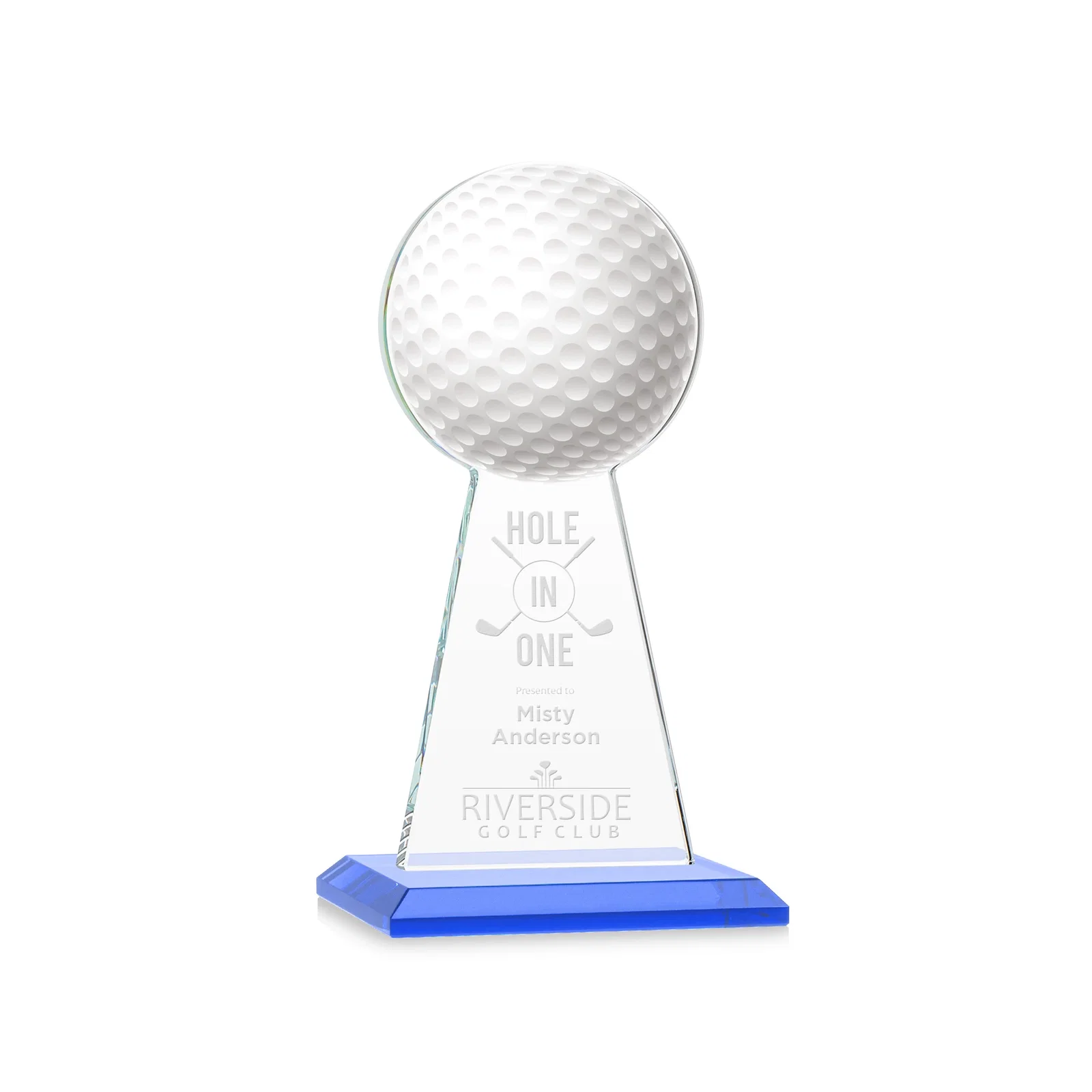 Promotional Starfire Crystal Award With Golf Ball-Shaped Peak for service anniversary gifts