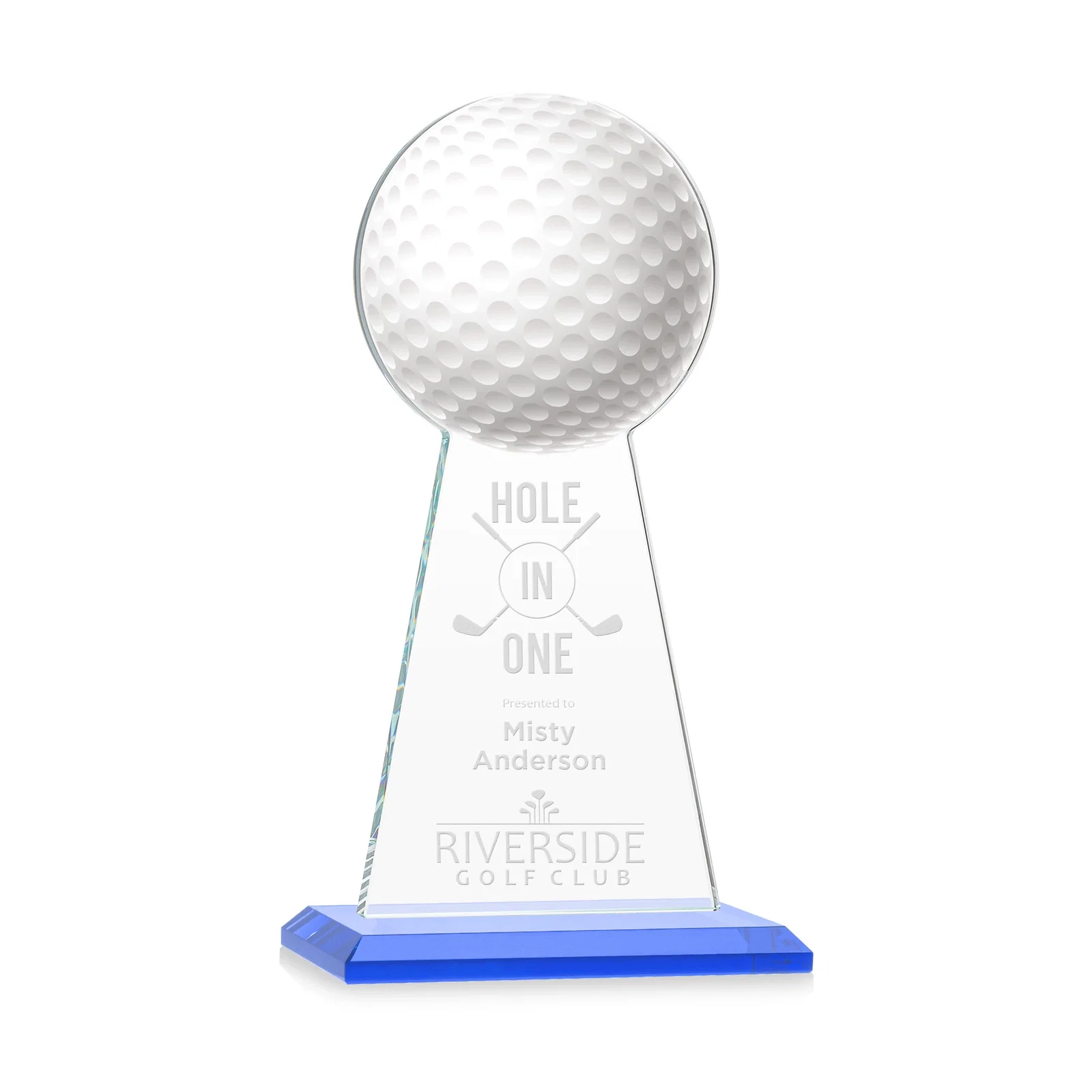 Promotional Starfire Crystal Award With Golf Ball-Shaped Peak for sales achievement awards