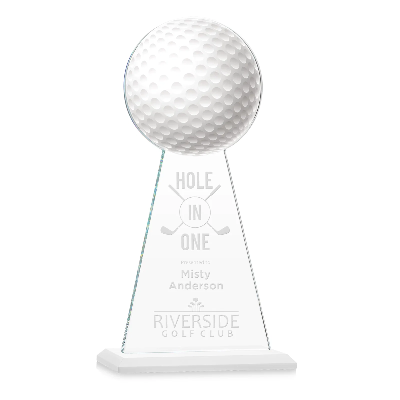Promotional Starfire Crystal Award With Golf Ball-Shaped Peak for safety achievement programs