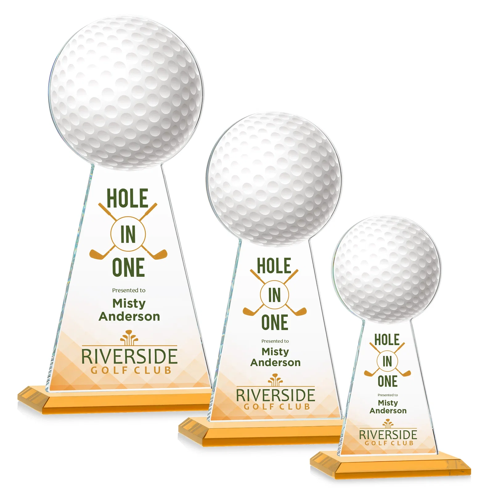 Promotional Starfire Crystal Award With Golf Ball-Shaped Peak for volunteer appreciation