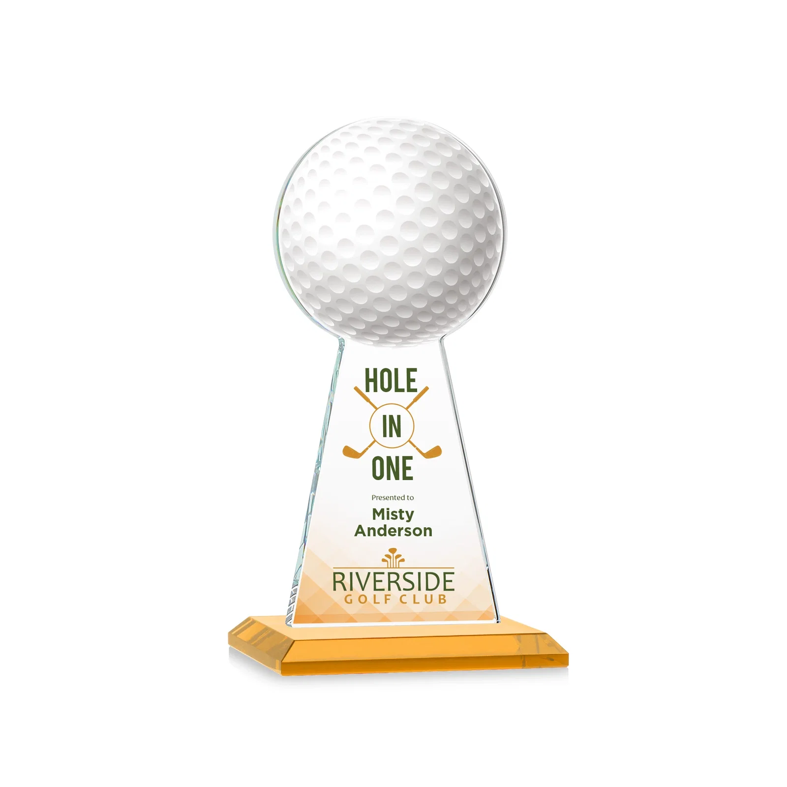 Promotional Starfire Crystal Award With Golf Ball-Shaped Peak for dealer and partner awards