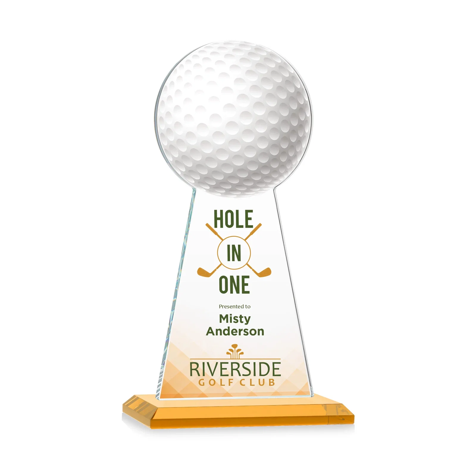 Promotional Starfire Crystal Award With Golf Ball-Shaped Peak for company anniversary events