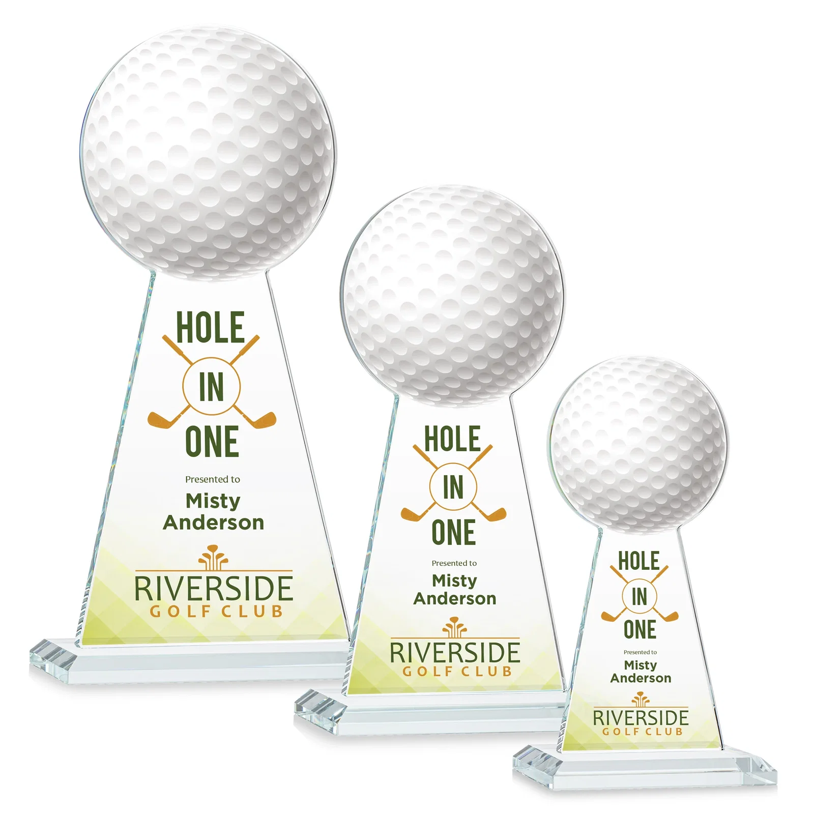 Branded Starfire Crystal Award With Golf Ball-Shaped Peak for corporate award ceremonies