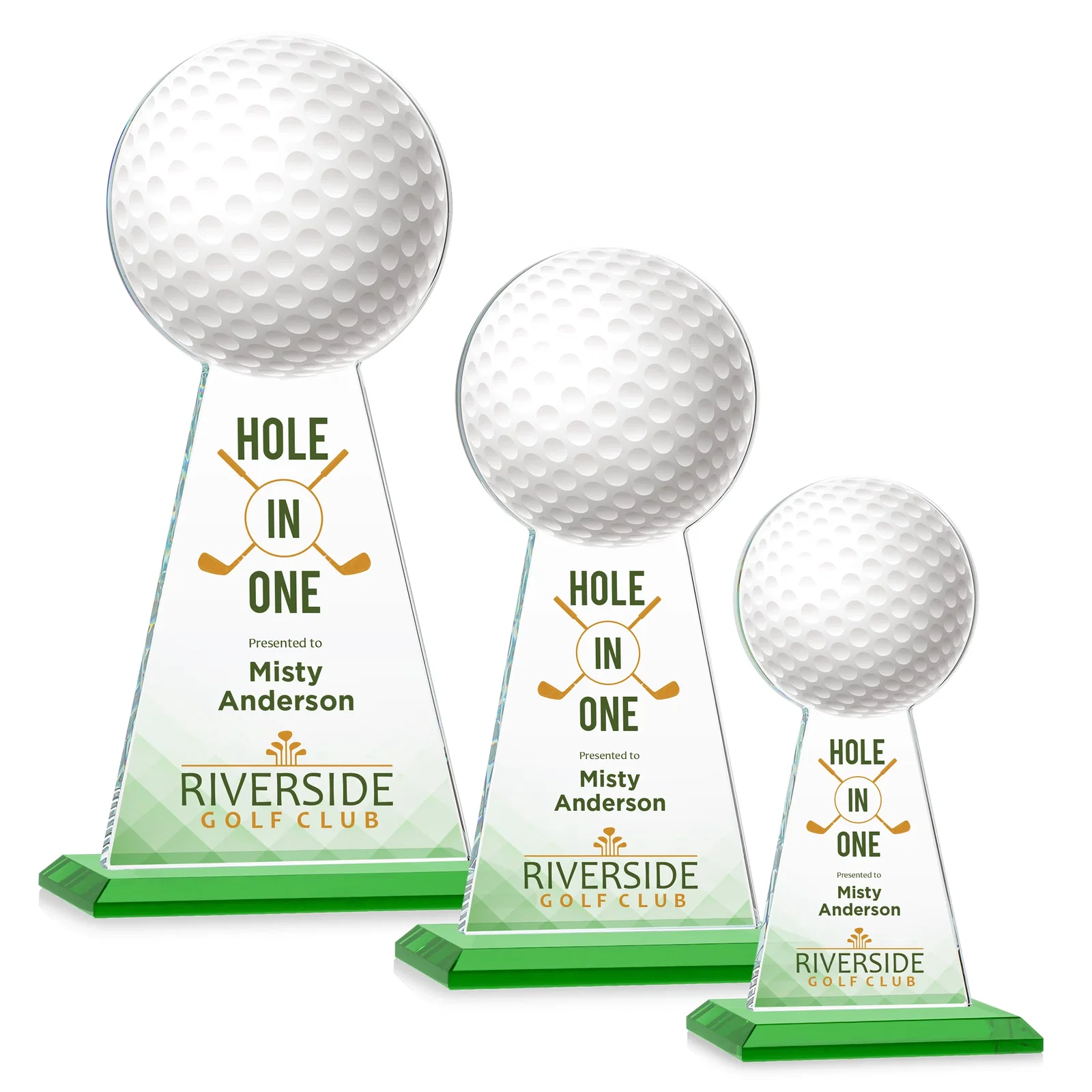 Branded Starfire Crystal Award With Golf Ball-Shaped Peak for team milestone celebrations
