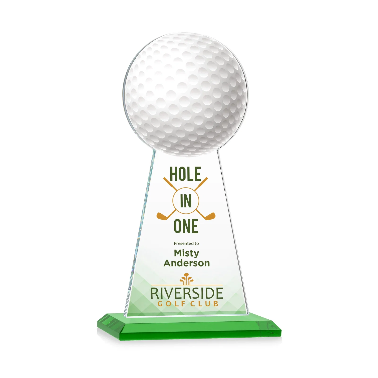 Branded Starfire Crystal Award With Golf Ball-Shaped Peak for graduation ceremonies