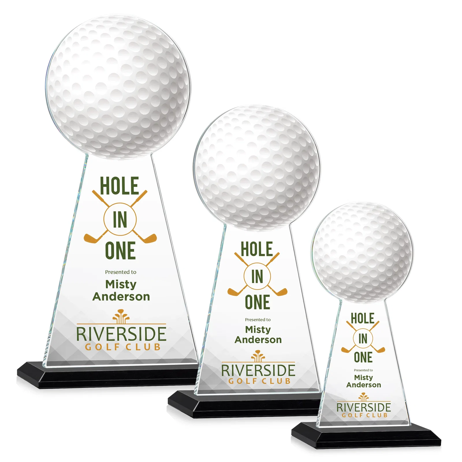 Branded Starfire Crystal Award With Golf Ball-Shaped Peak for volunteer appreciation