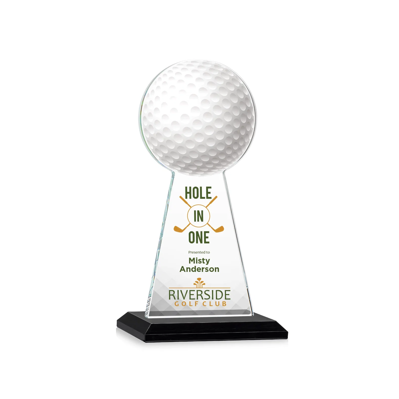 Branded Starfire Crystal Award With Golf Ball-Shaped Peak for dealer and partner awards