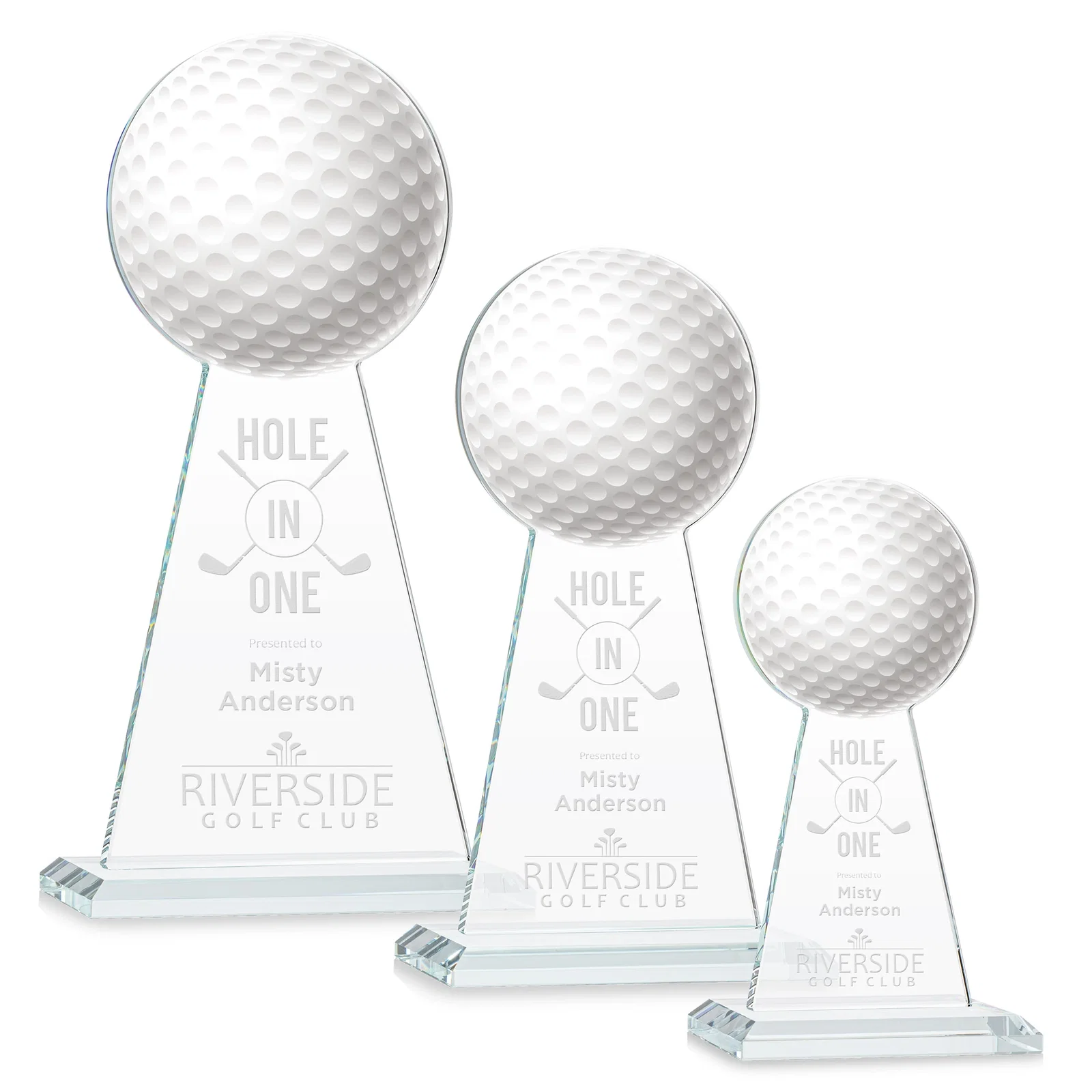 Custom Starfire Crystal Award With Golf Ball-Shaped Peak for team milestone celebrations