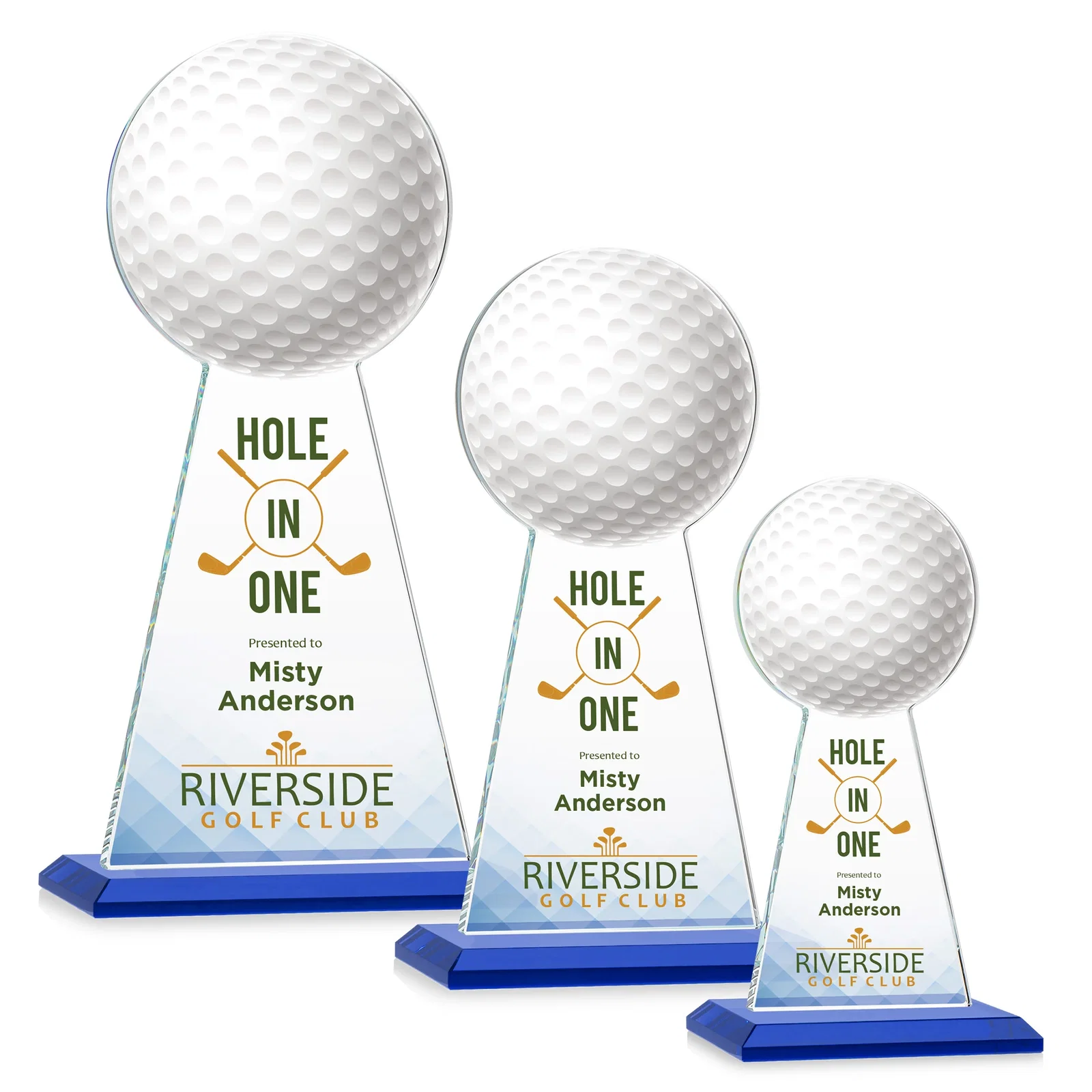 Custom printed Starfire Crystal Award With Golf Ball-Shaped Peak for corporate award ceremonies