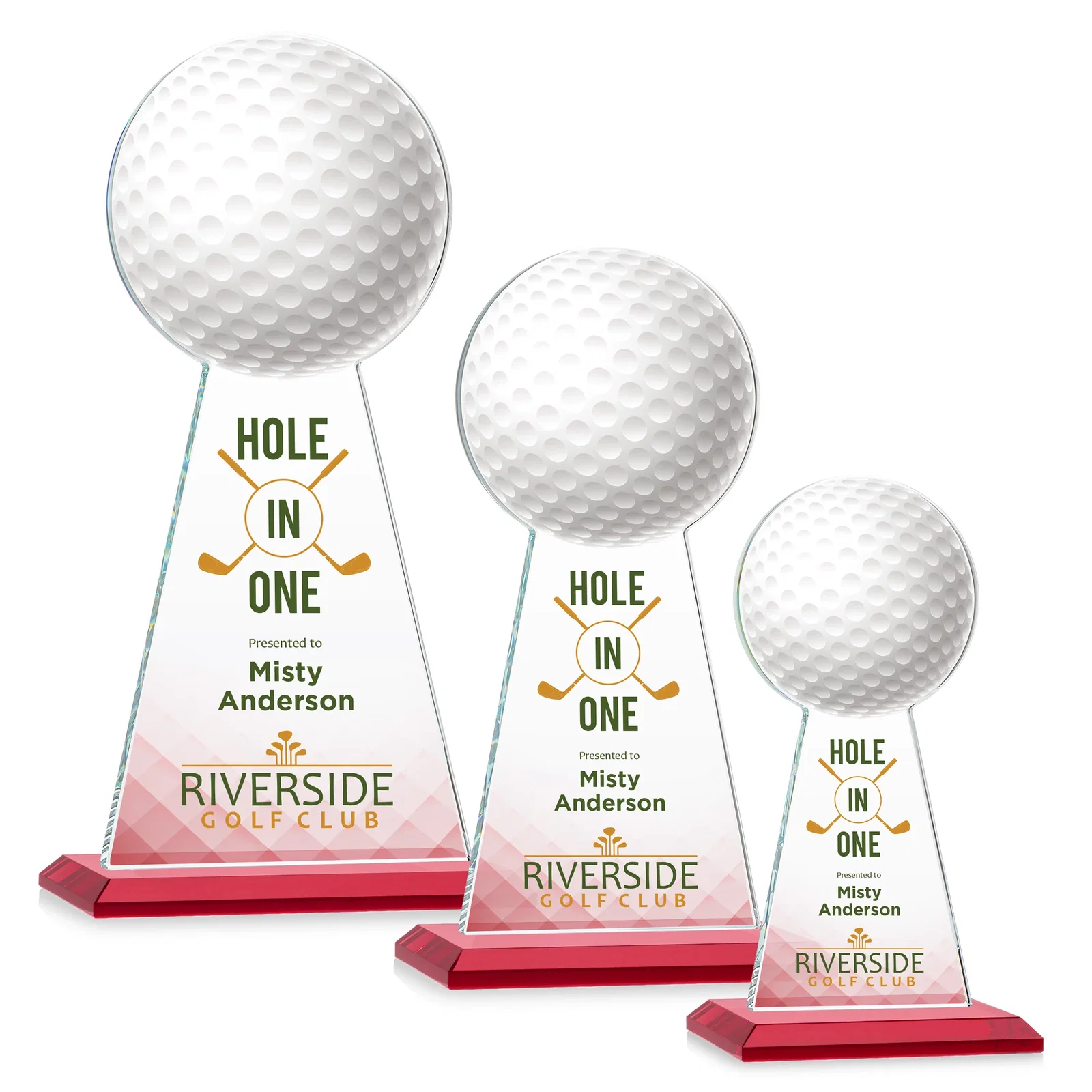 Custom printed Starfire Crystal Award With Golf Ball-Shaped Peak for team milestone celebrations