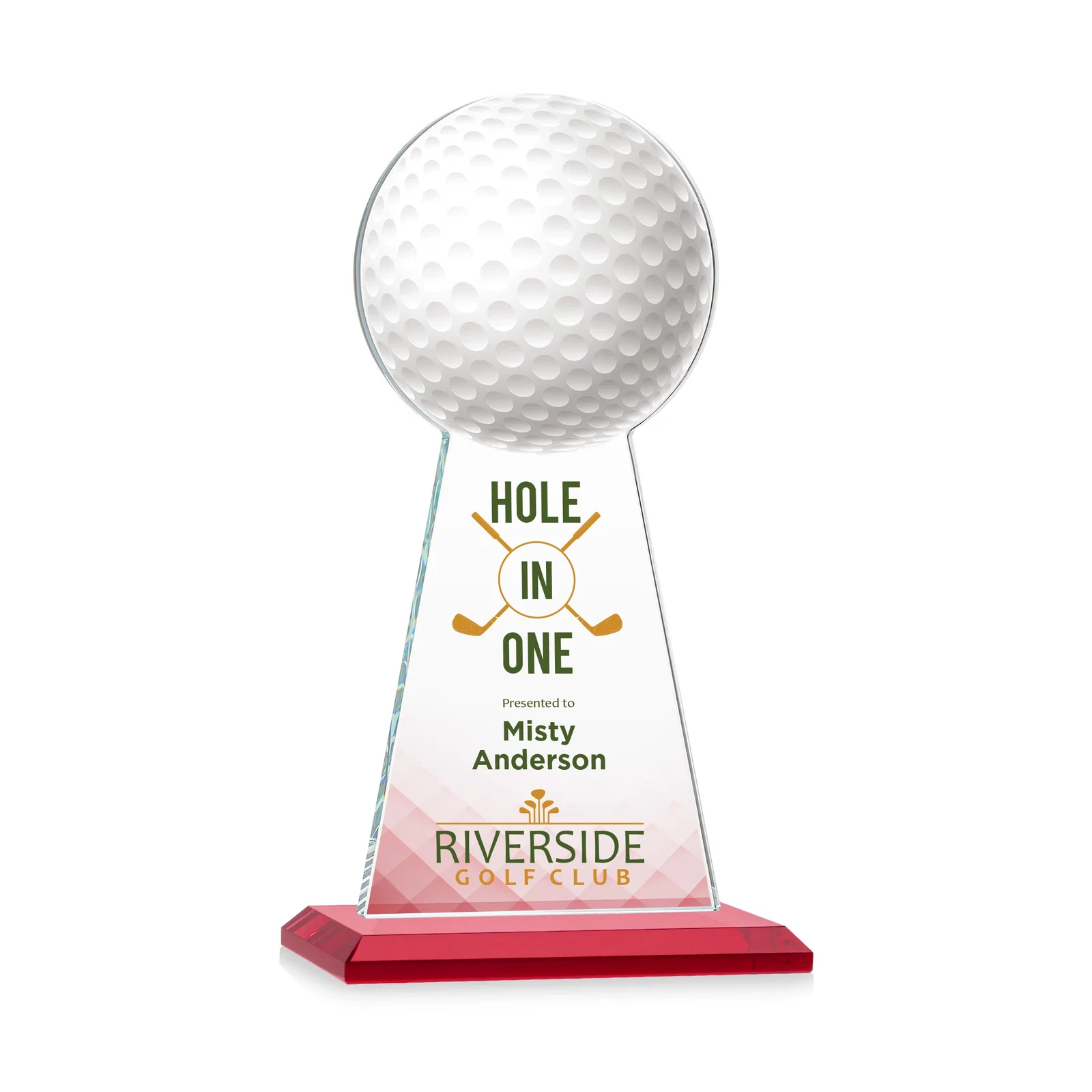 Custom printed Starfire Crystal Award With Golf Ball-Shaped Peak for graduation ceremonies