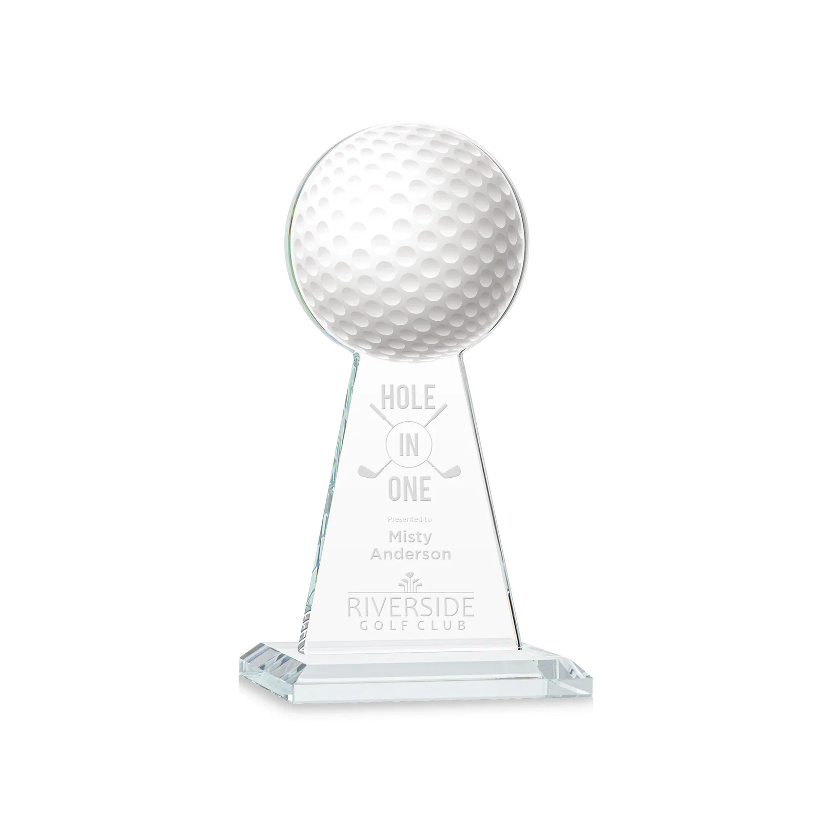 Custom Starfire Crystal Award With Golf Ball-Shaped Peak for donor appreciation