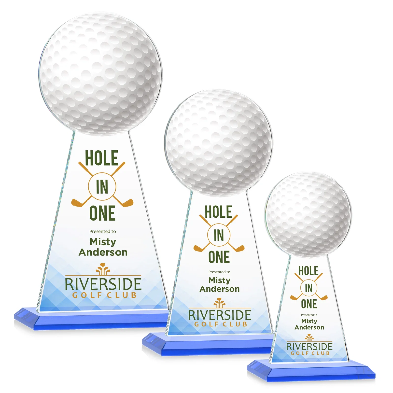 Custom printed Starfire Crystal Award With Golf Ball-Shaped Peak for volunteer appreciation