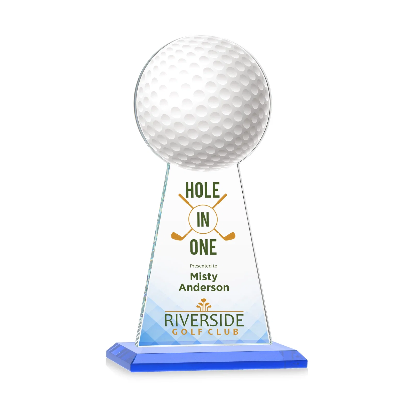 Custom printed Starfire Crystal Award With Golf Ball-Shaped Peak for company anniversary events