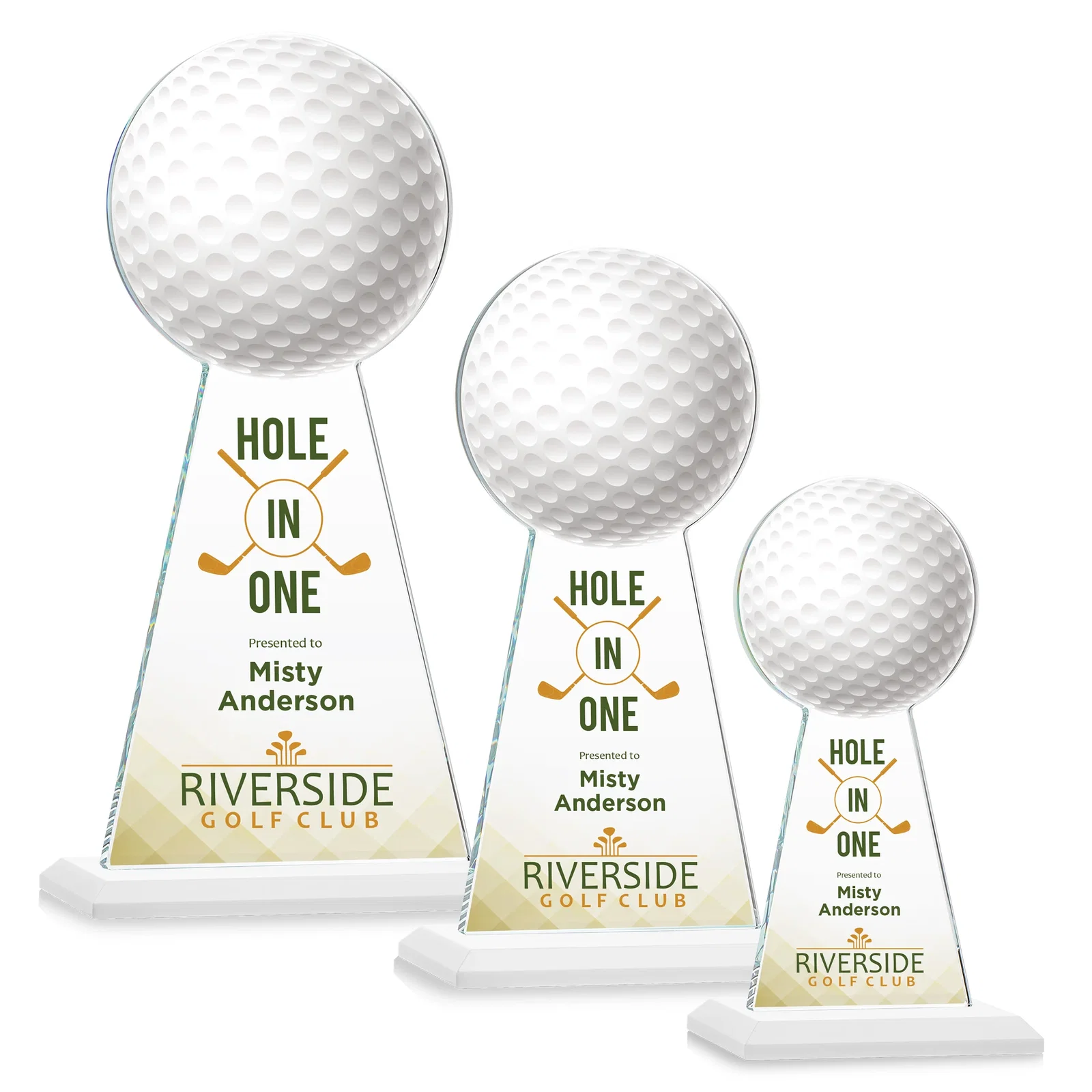 Customized Starfire Crystal Award With Golf Ball-Shaped Peak for corporate award ceremonies