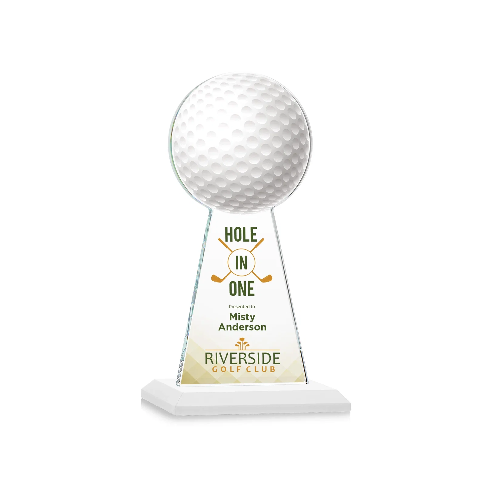 Customized Starfire Crystal Award With Golf Ball-Shaped Peak for service anniversary gifts