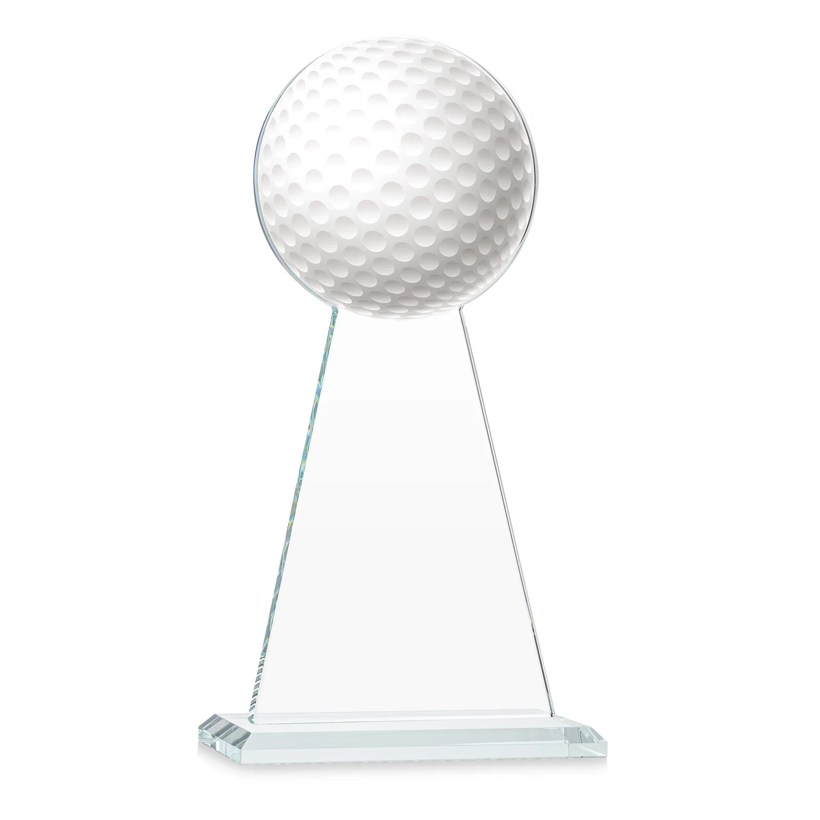 Customized Starfire Crystal Award With Golf Ball-Shaped Peak for dealer and partner awards