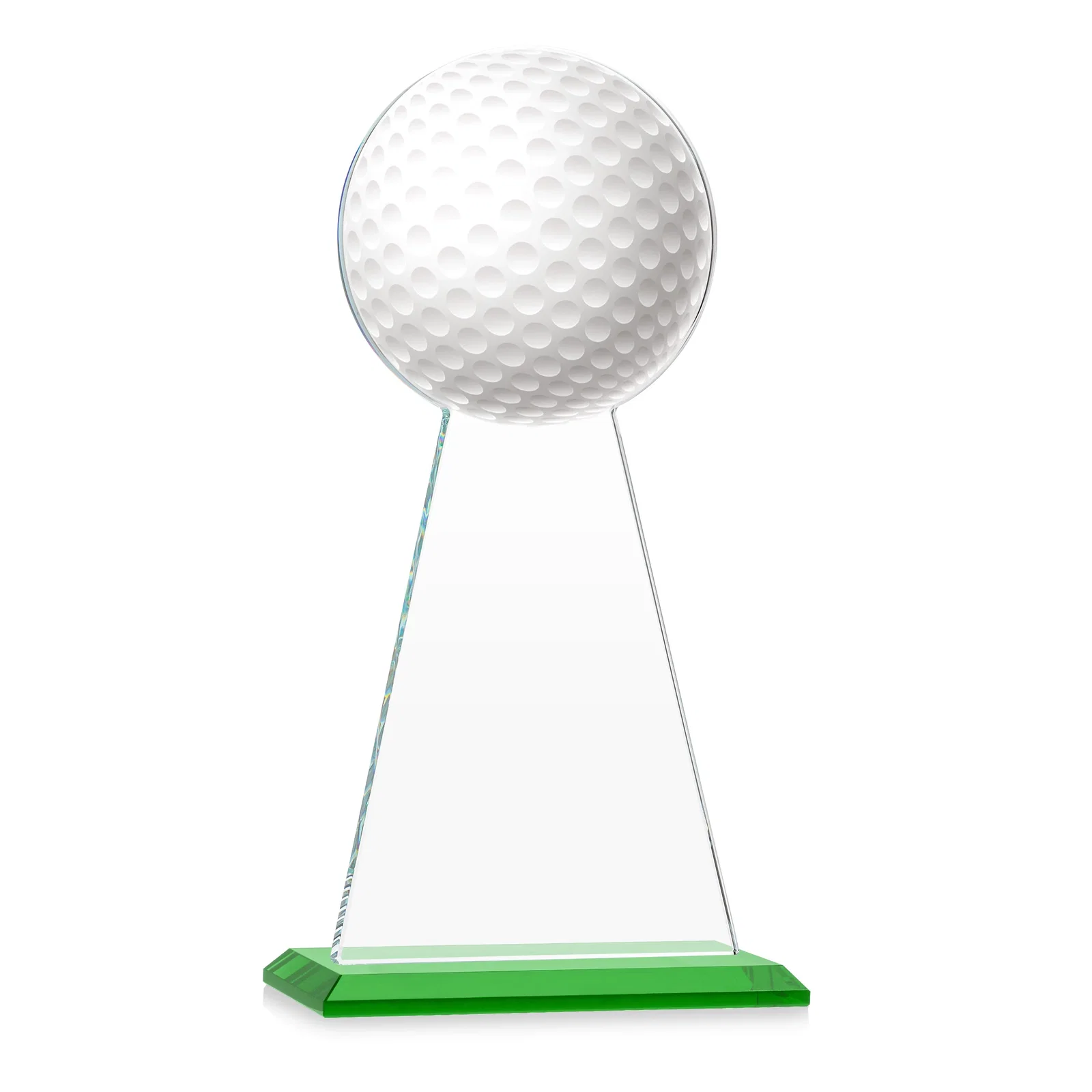 Custom engraved Starfire Crystal Award With Golf Ball-Shaped Peak for corporate award ceremonies