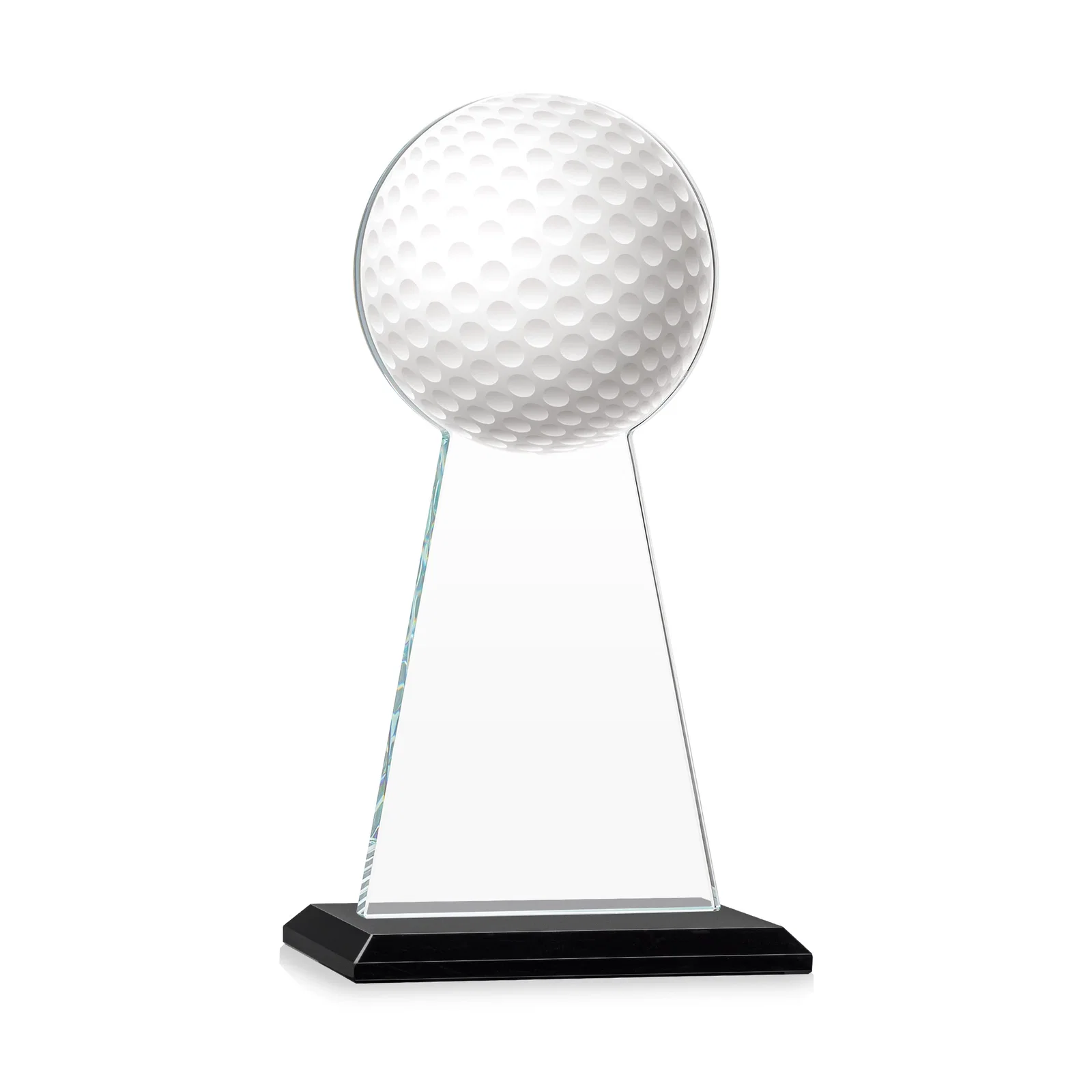 Custom engraved Starfire Crystal Award With Golf Ball-Shaped Peak for sales achievement awards