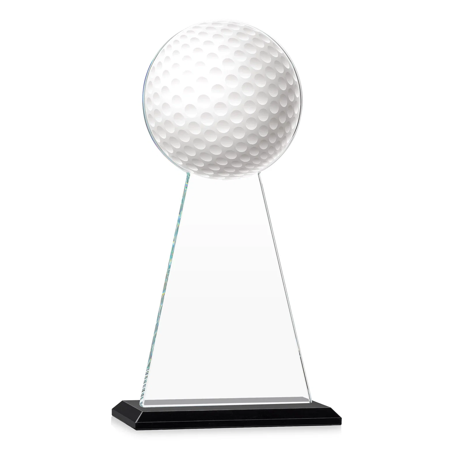 Custom engraved Starfire Crystal Award With Golf Ball-Shaped Peak for retirement presentations