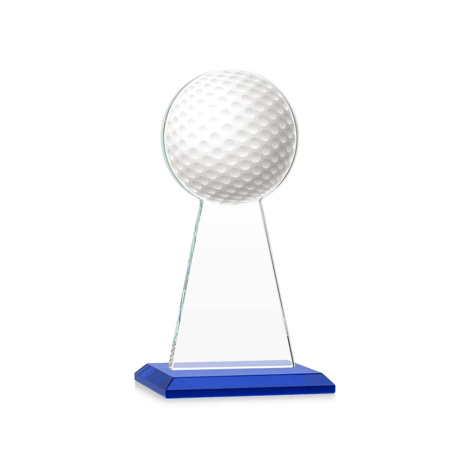 Custom engraved Starfire Crystal Award With Golf Ball-Shaped Peak for team milestone celebrations