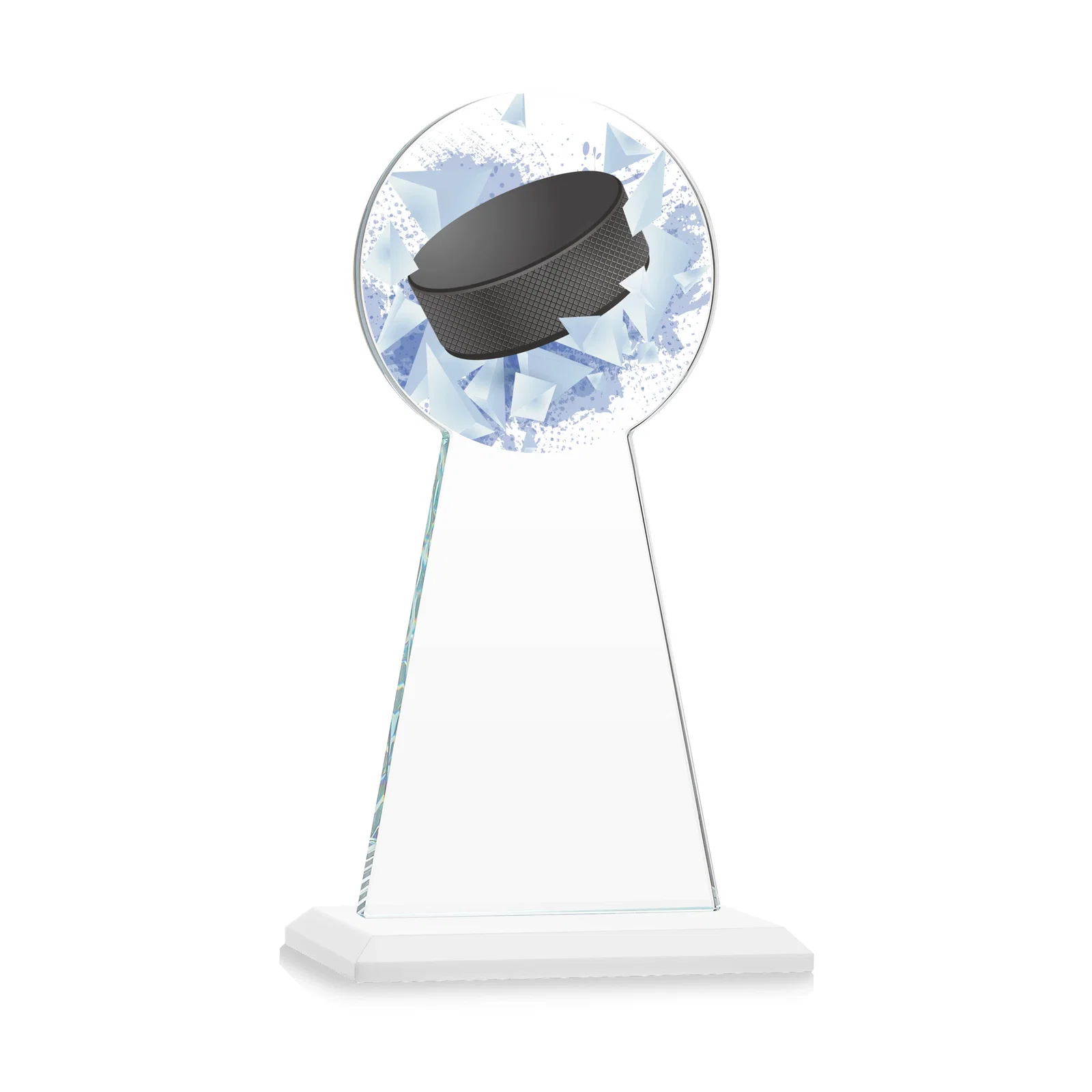 Custom Starfire Crystal Award With Hockey Puck-Shaped Peak, with your logo for sales achievement awards