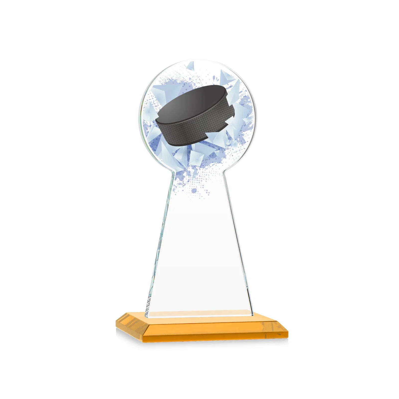 Custom Starfire Crystal Award With Hockey Puck-Shaped Peak, with your logo for team milestone celebrations