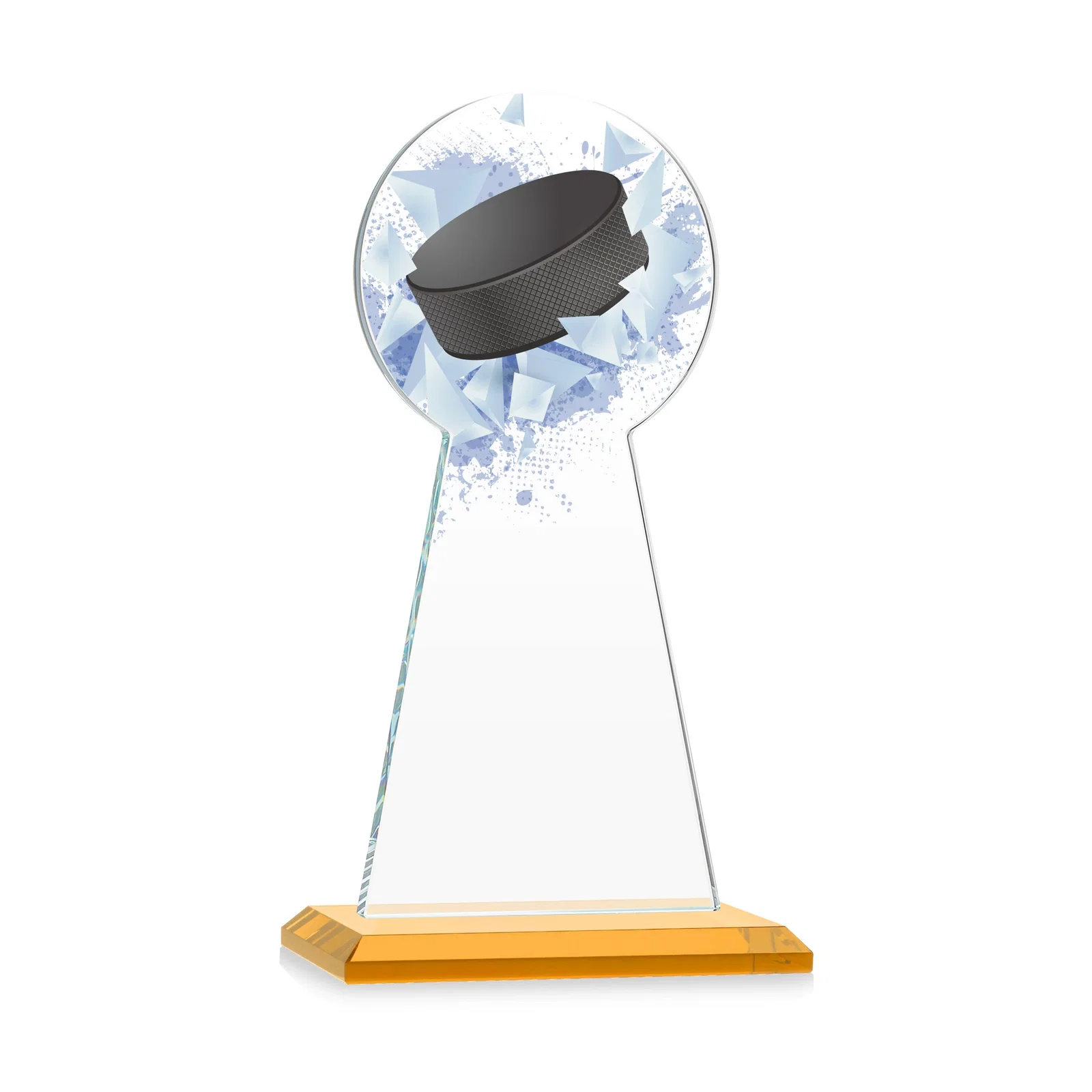 Custom Starfire Crystal Award With Hockey Puck-Shaped Peak, with your logo for donor appreciation
