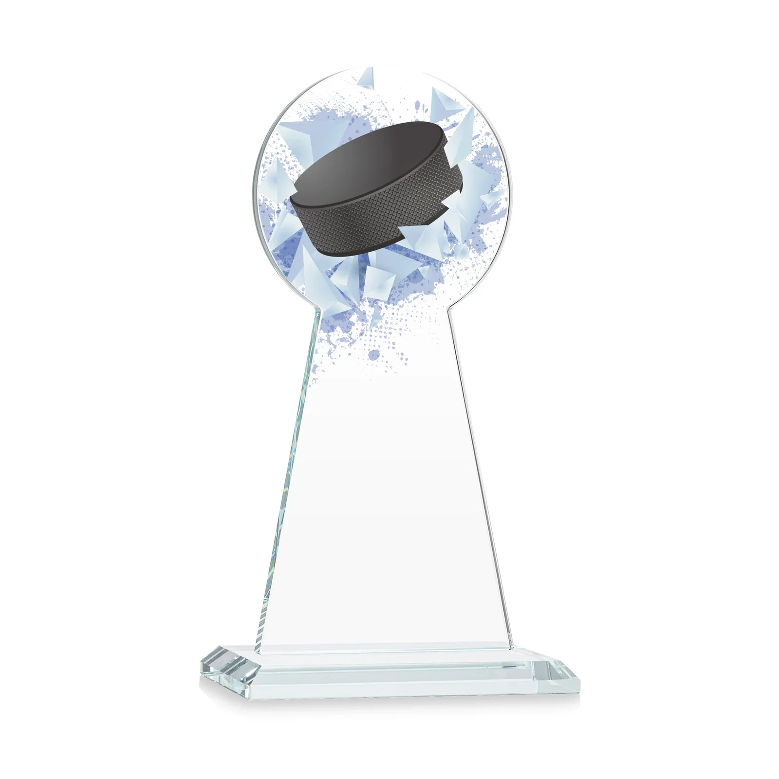 Custom Starfire Crystal Award With Hockey Puck-Shaped Peak, with your logo for volunteer appreciation