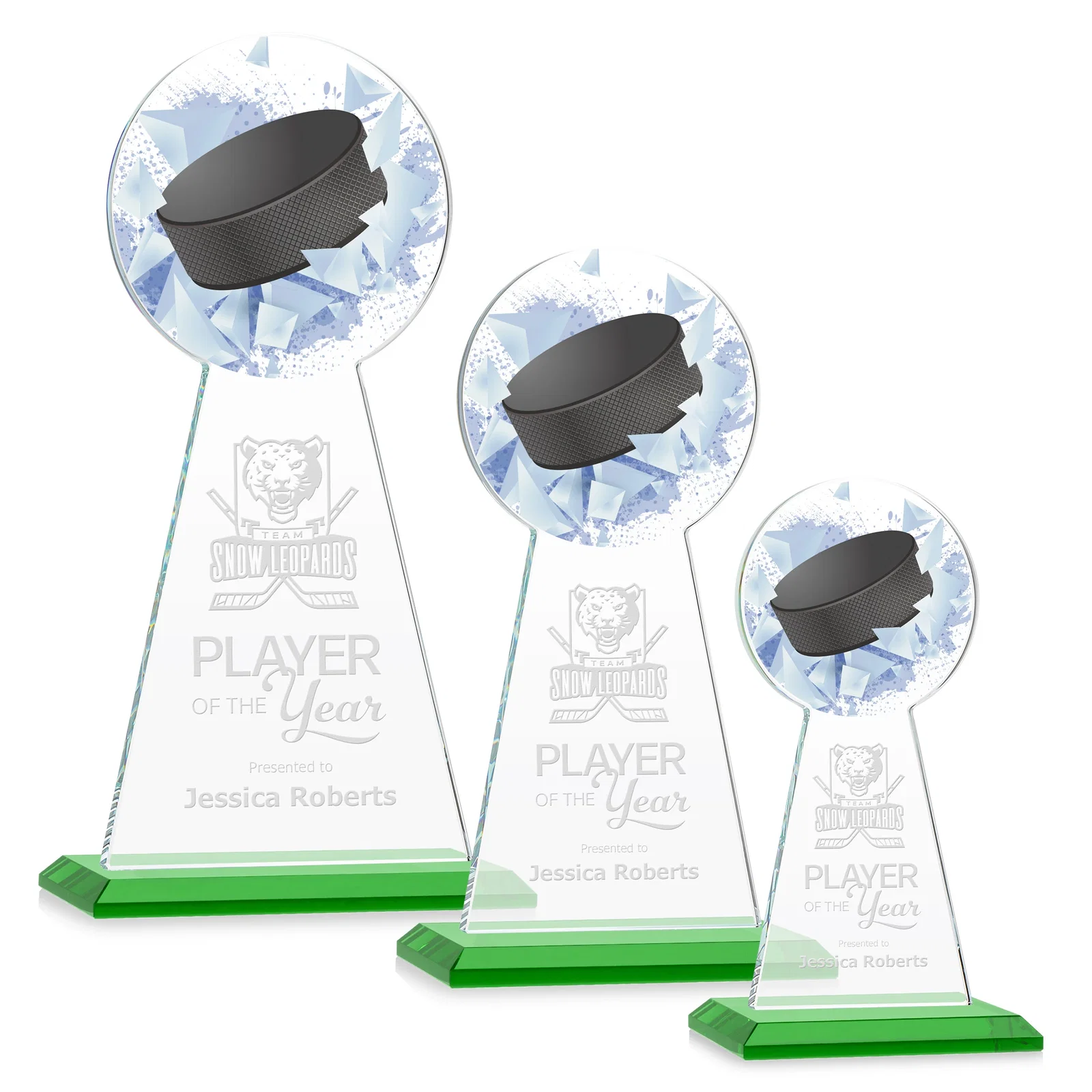 Custom Starfire Crystal Award With Hockey Puck-Shaped Peak for volunteer appreciation