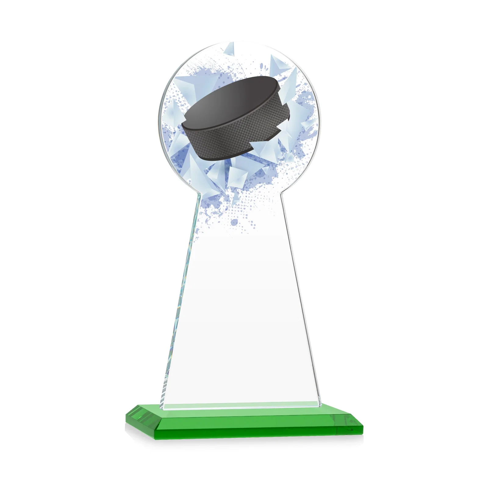 Personalized Starfire Crystal Award With Hockey Puck-Shaped Peak, with your logo for employee recognition