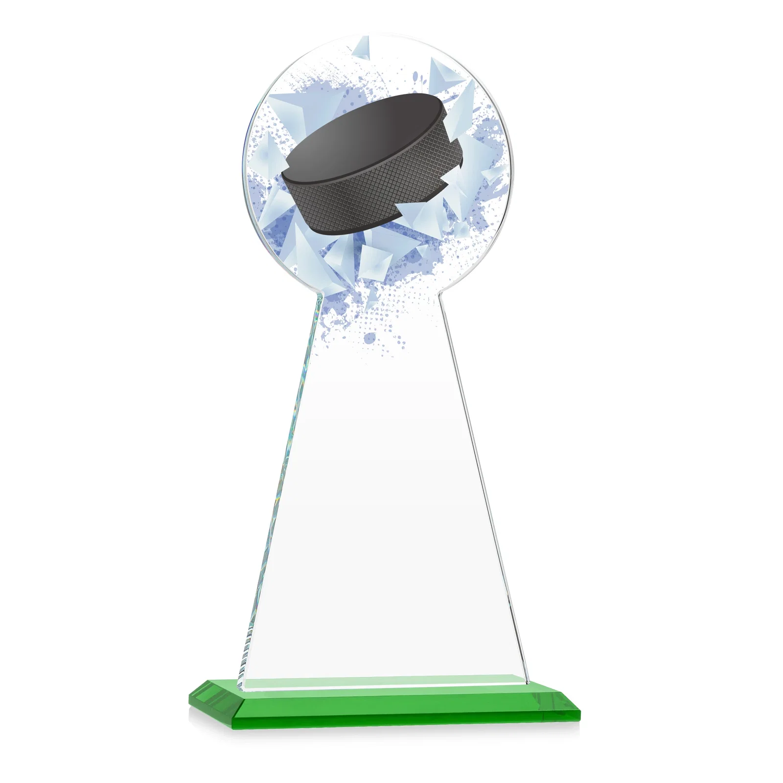 Personalized Starfire Crystal Award With Hockey Puck-Shaped Peak, with your logo for corporate award ceremonies