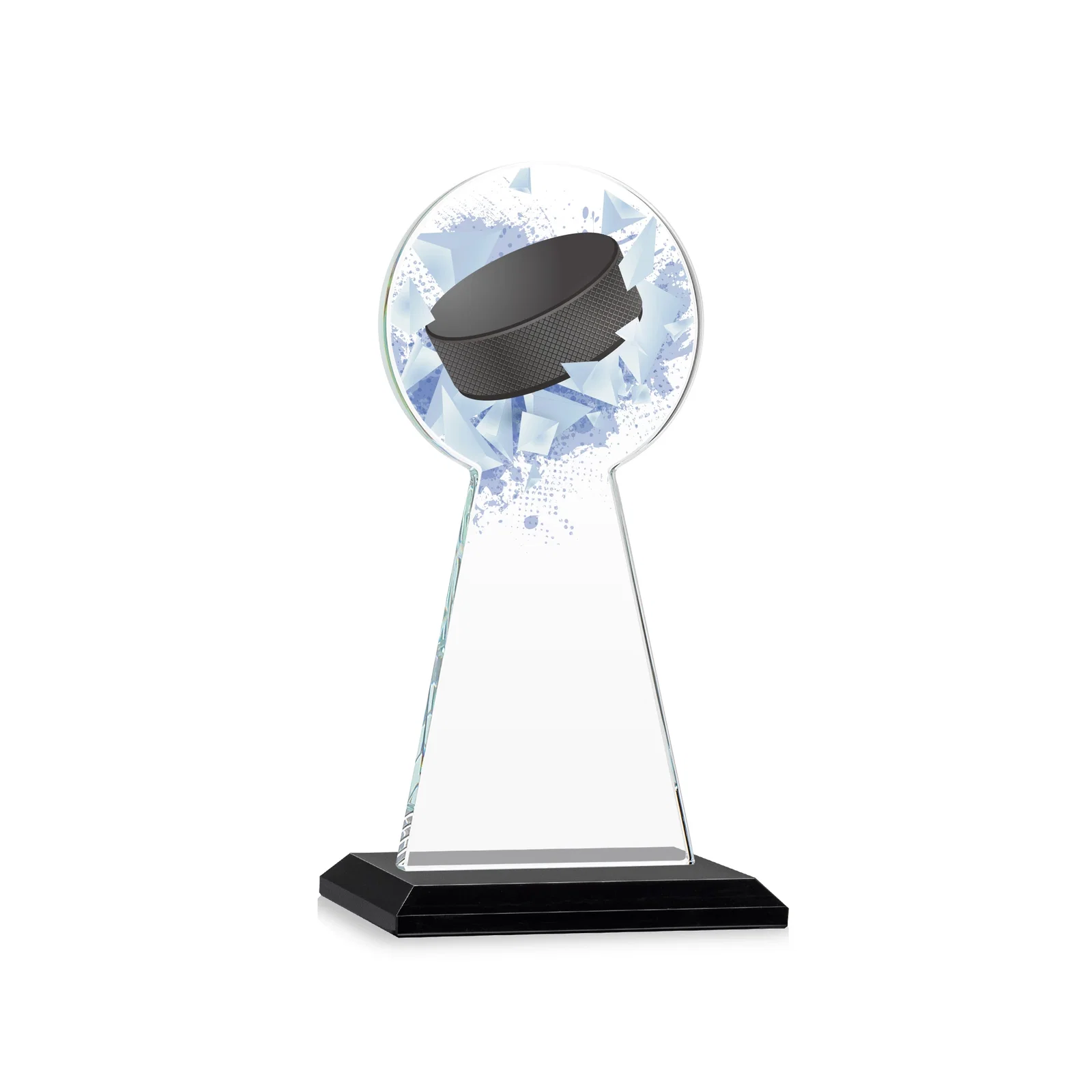 Personalized Starfire Crystal Award With Hockey Puck-Shaped Peak, with your logo for service anniversary gifts
