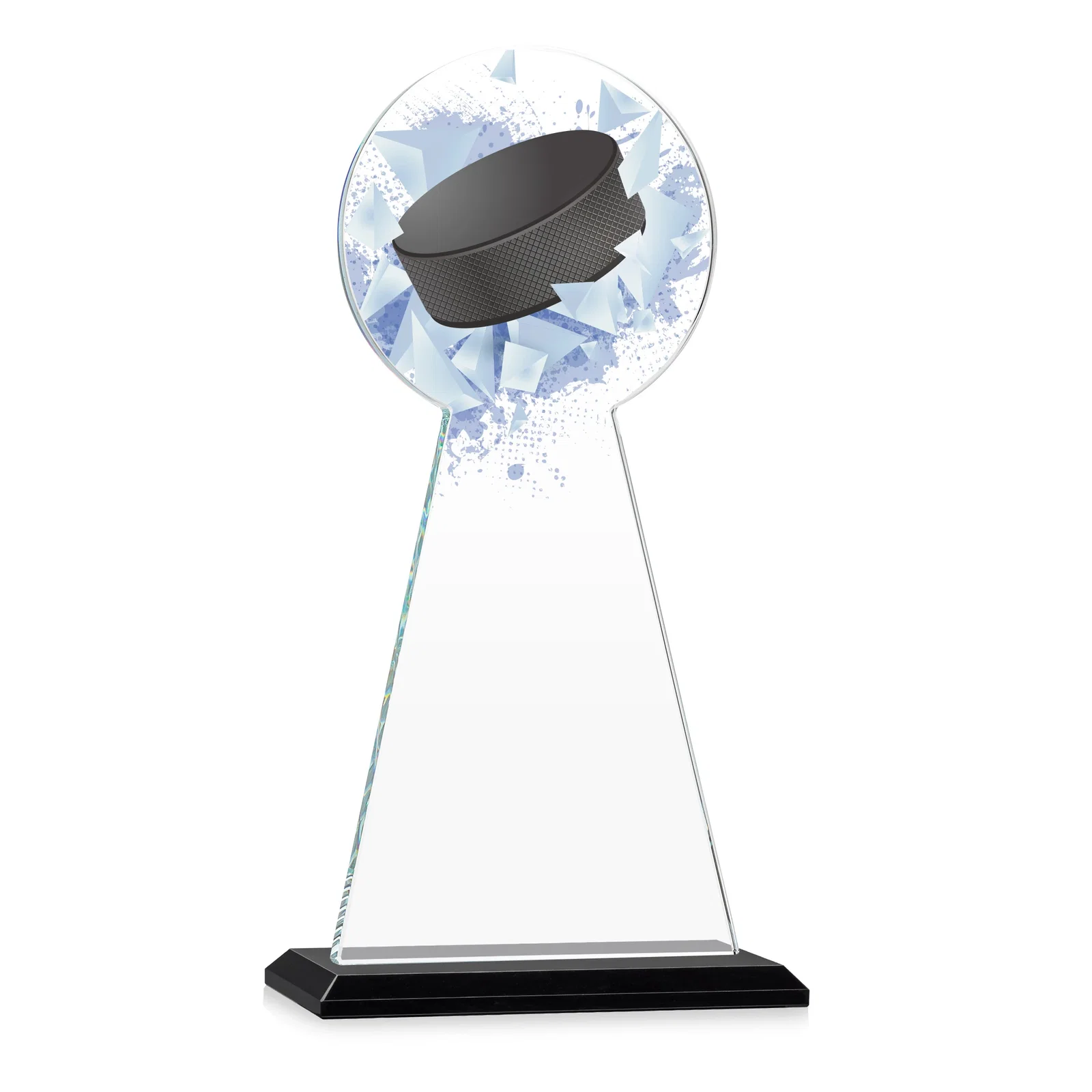 Personalized Starfire Crystal Award With Hockey Puck-Shaped Peak, with your logo for retirement presentations
