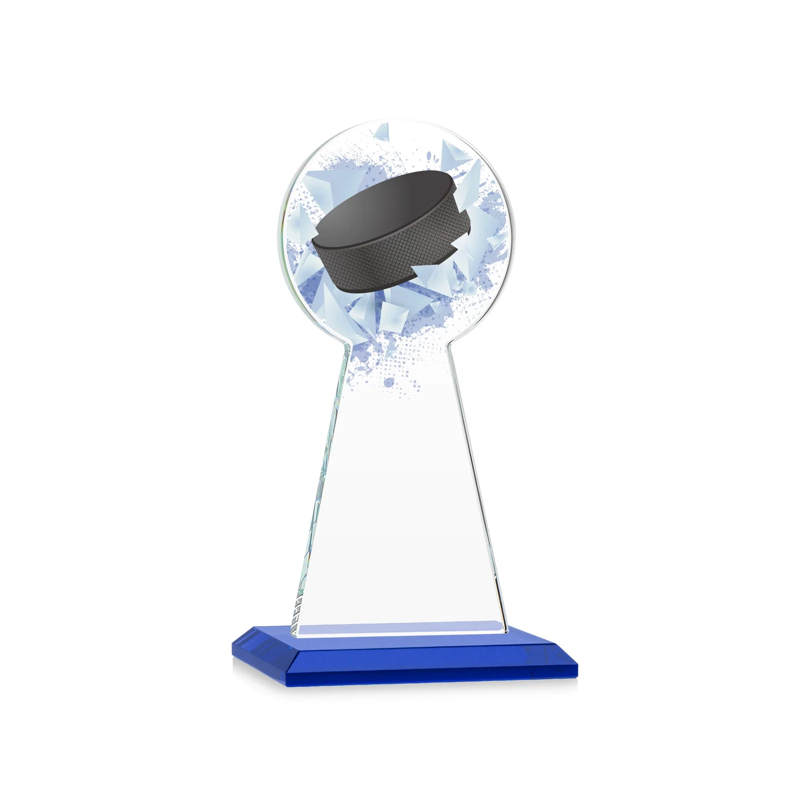 Personalized Starfire Crystal Award With Hockey Puck-Shaped Peak, with your logo for team milestone celebrations
