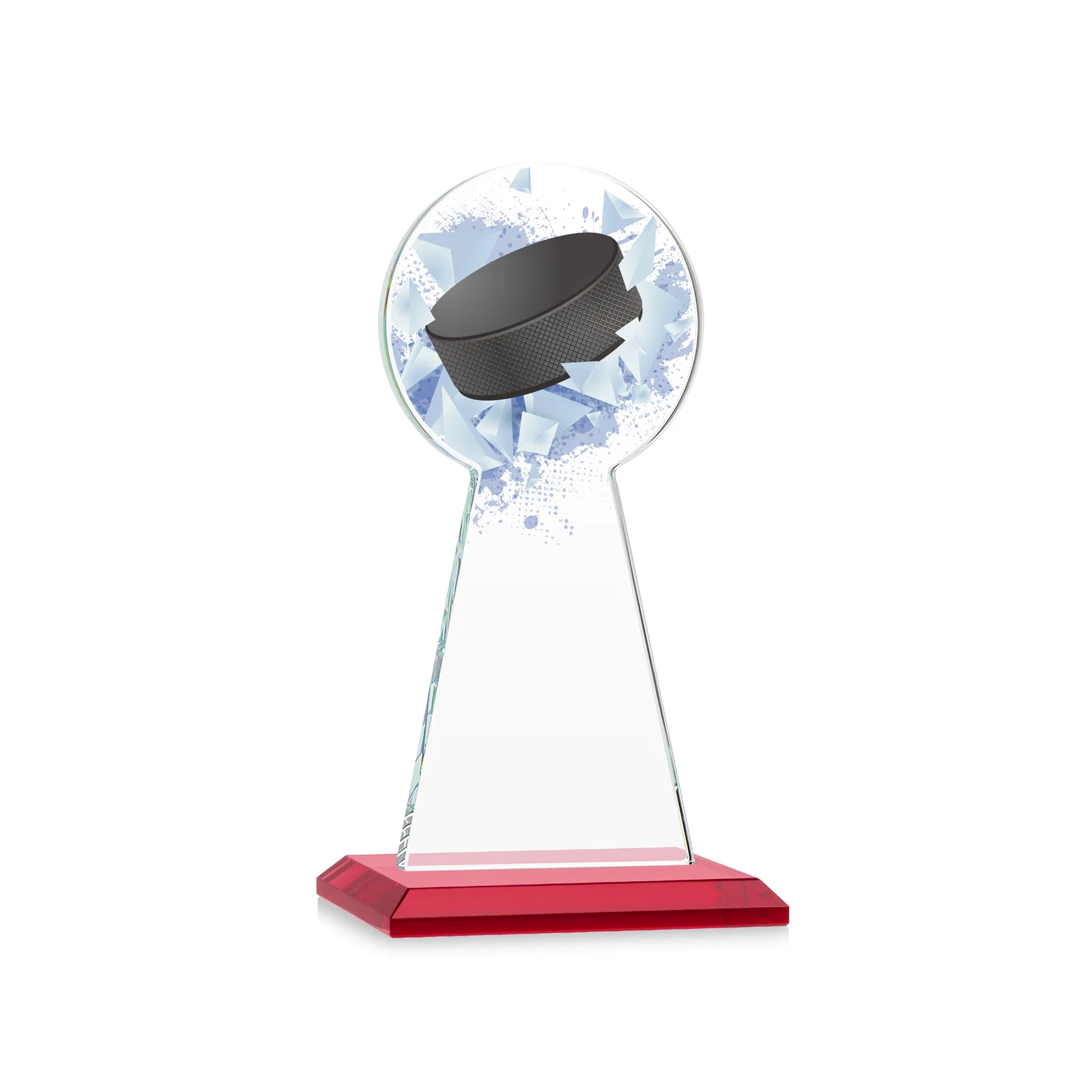 Personalized Starfire Crystal Award With Hockey Puck-Shaped Peak, with your logo for safety achievement programs