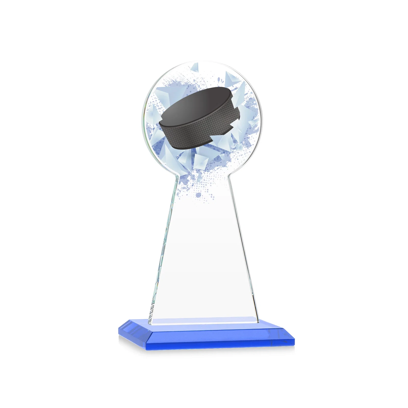 Personalized Starfire Crystal Award With Hockey Puck-Shaped Peak, with your logo for company anniversary events