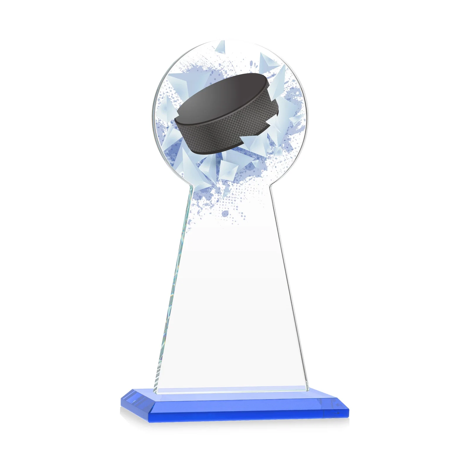 Promotional Starfire Crystal Award With Hockey Puck-Shaped Peak, with your logo for employee recognition