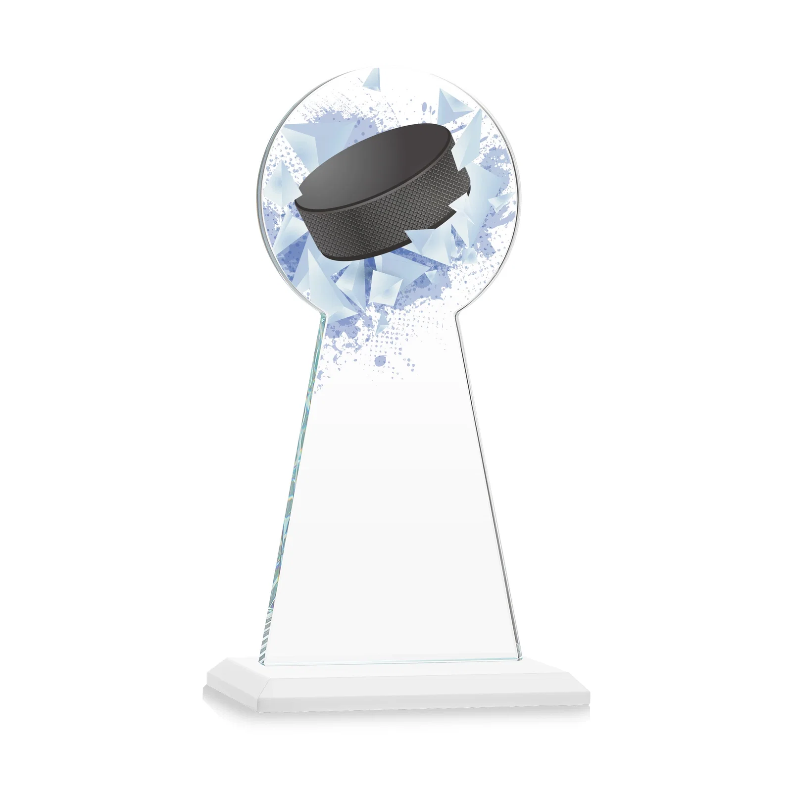Promotional Starfire Crystal Award With Hockey Puck-Shaped Peak, with your logo for sales achievement awards