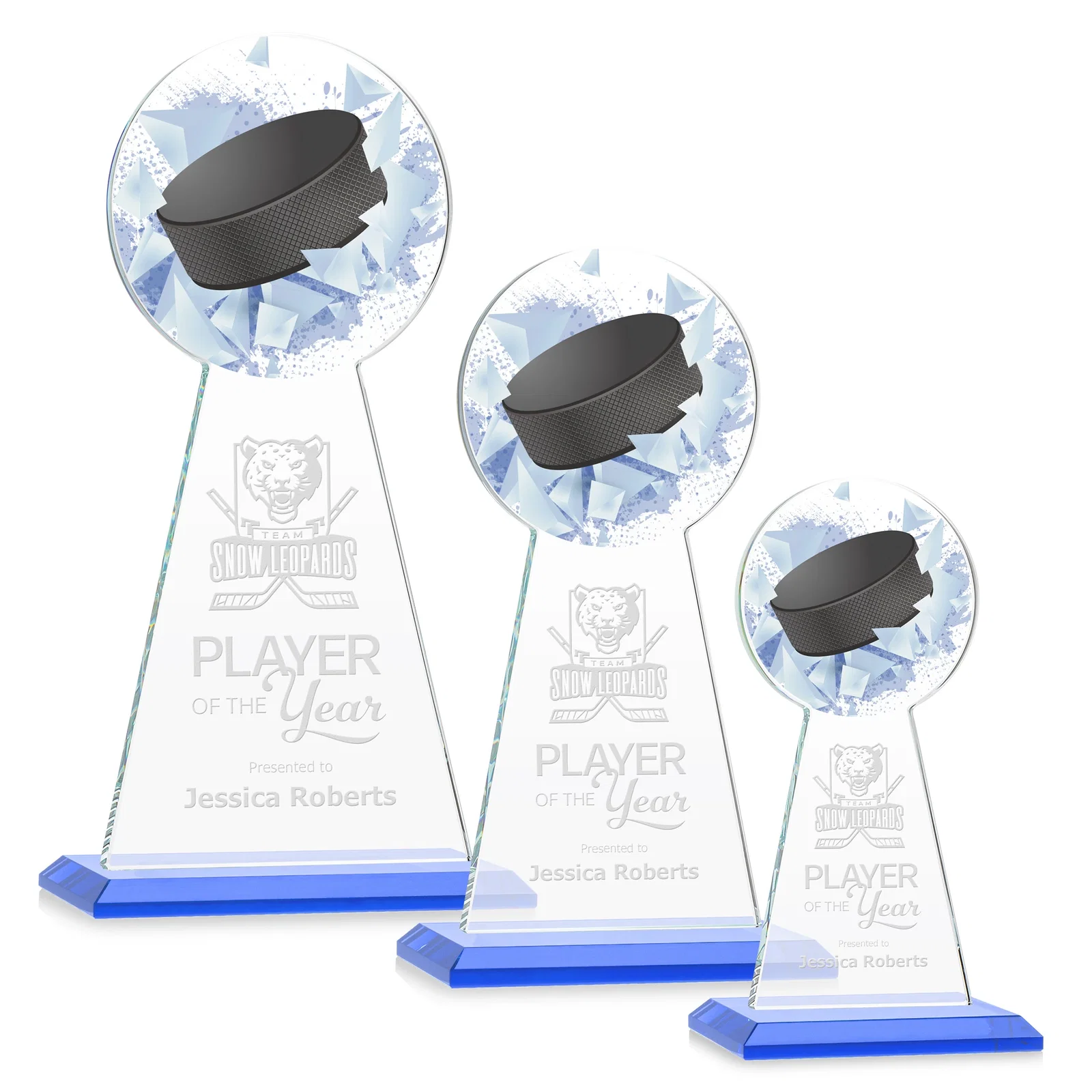 Promotional Starfire Crystal Award With Hockey Puck-Shaped Peak for corporate award ceremonies