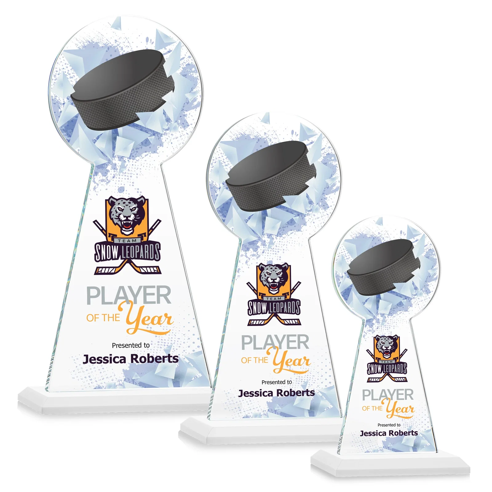 Customized Starfire Crystal Award With Hockey Puck-Shaped Peak for corporate award ceremonies