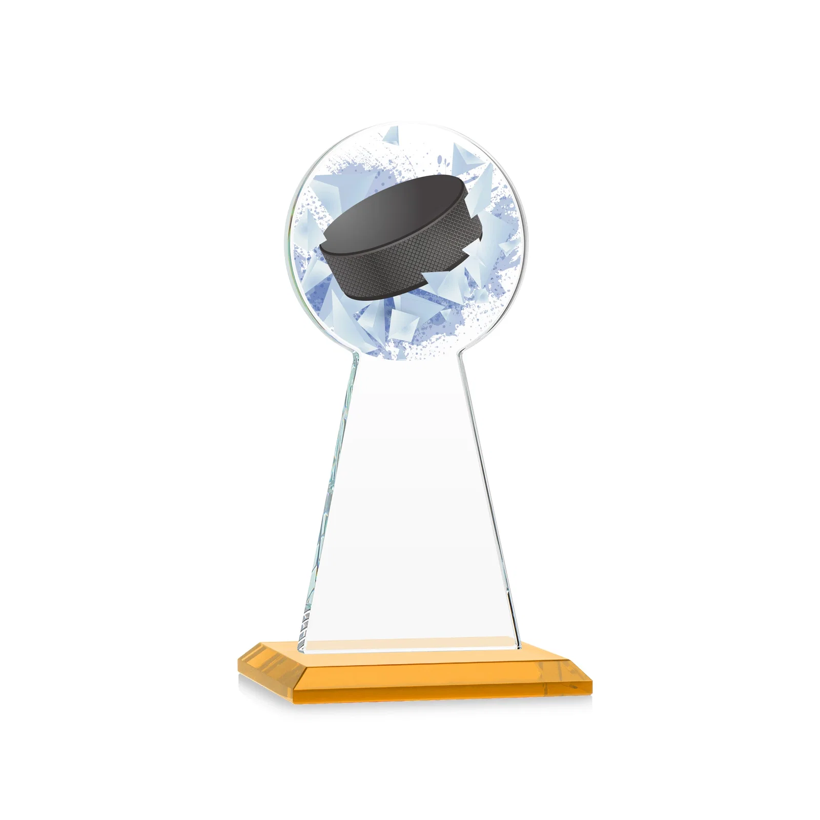 Customized Starfire Crystal Award With Hockey Puck-Shaped Peak for team milestone celebrations