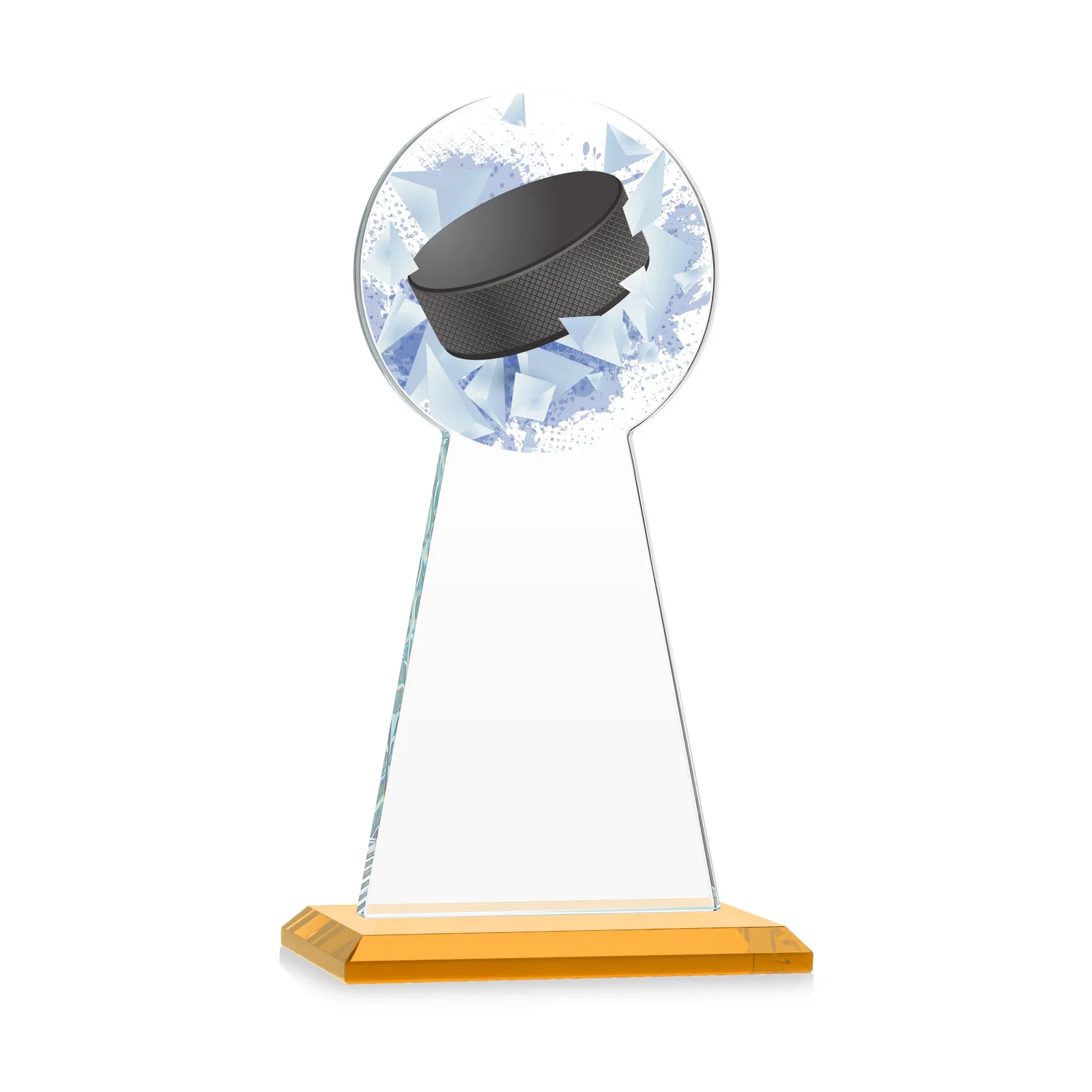 Customized Starfire Crystal Award With Hockey Puck-Shaped Peak for donor appreciation